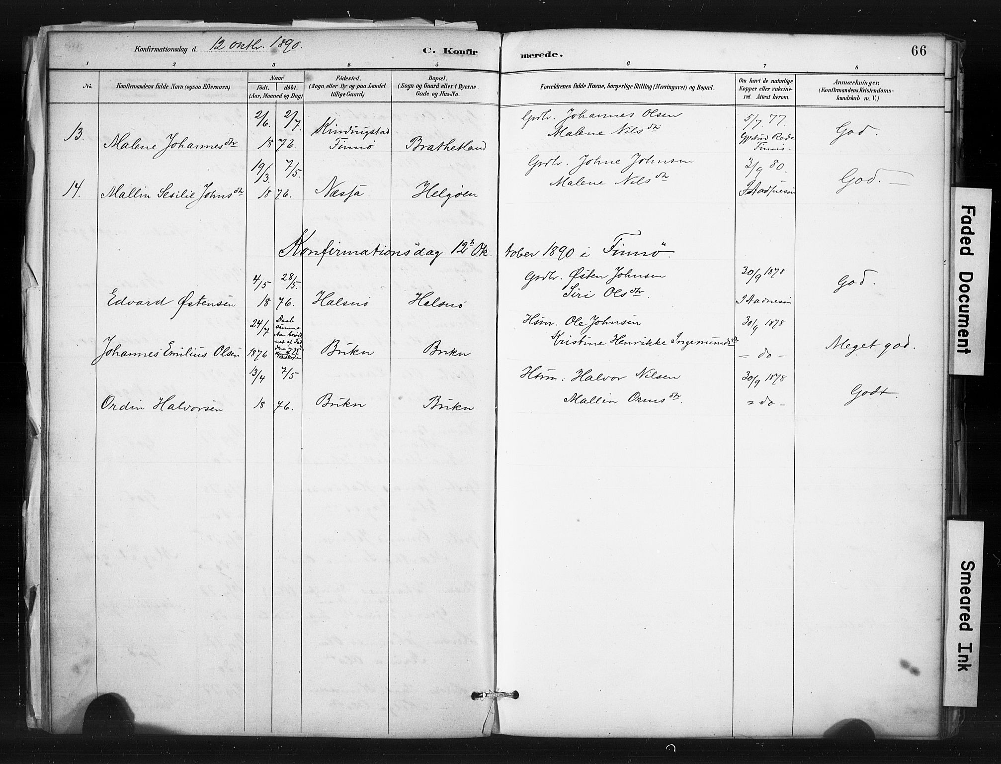 Hjelmeland sokneprestkontor, SAST/A-101843/01/IV/L0015: Parish register (official) no. A 15, 1887-1910, p. 66