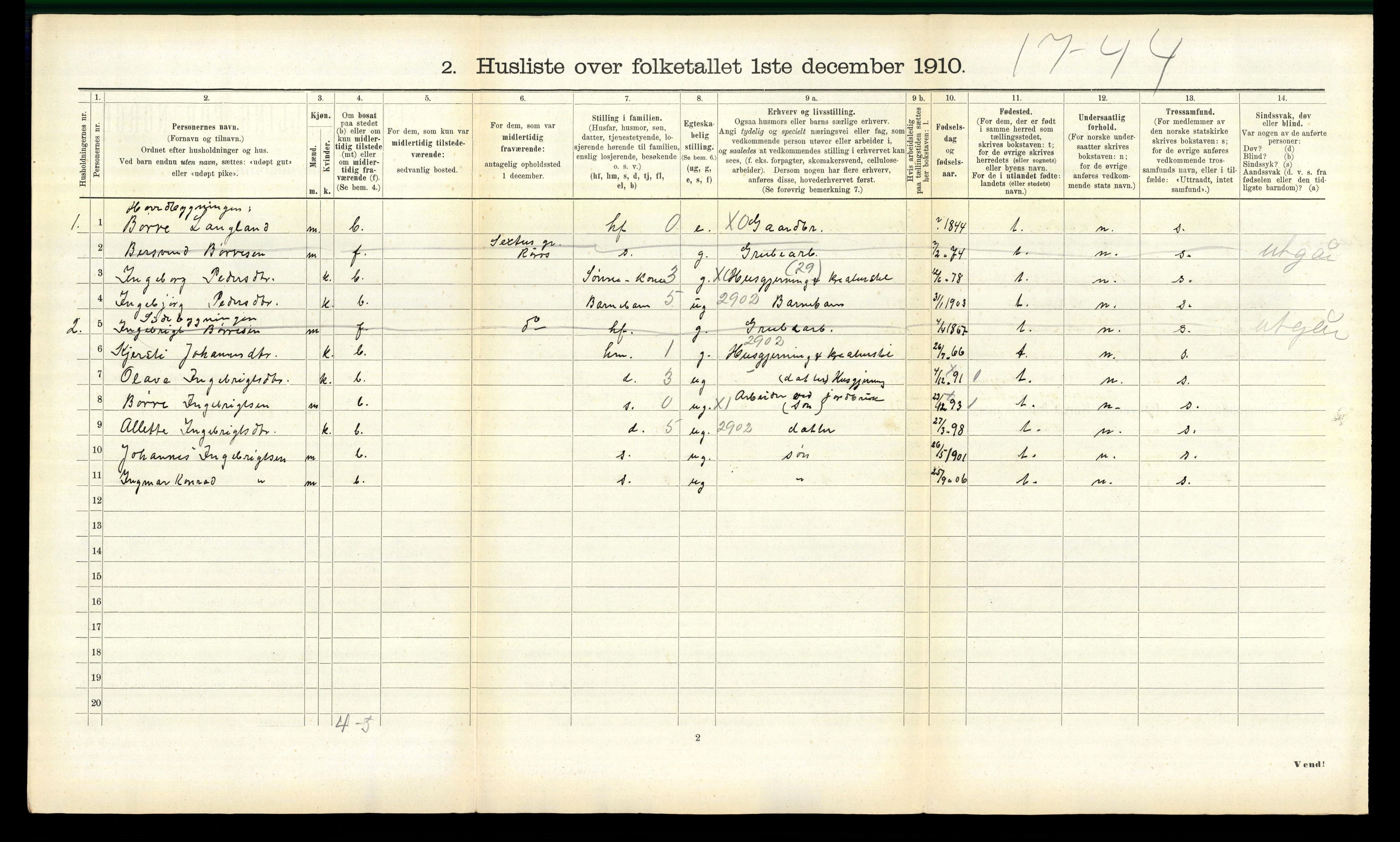 RA, 1910 census for Ålen, 1910, p. 624