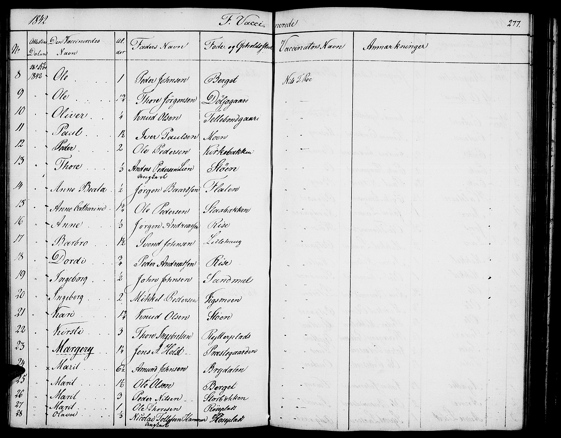 Tolga prestekontor, AV/SAH-PREST-062/K/L0005: Parish register (official) no. 5, 1836-1852, p. 277