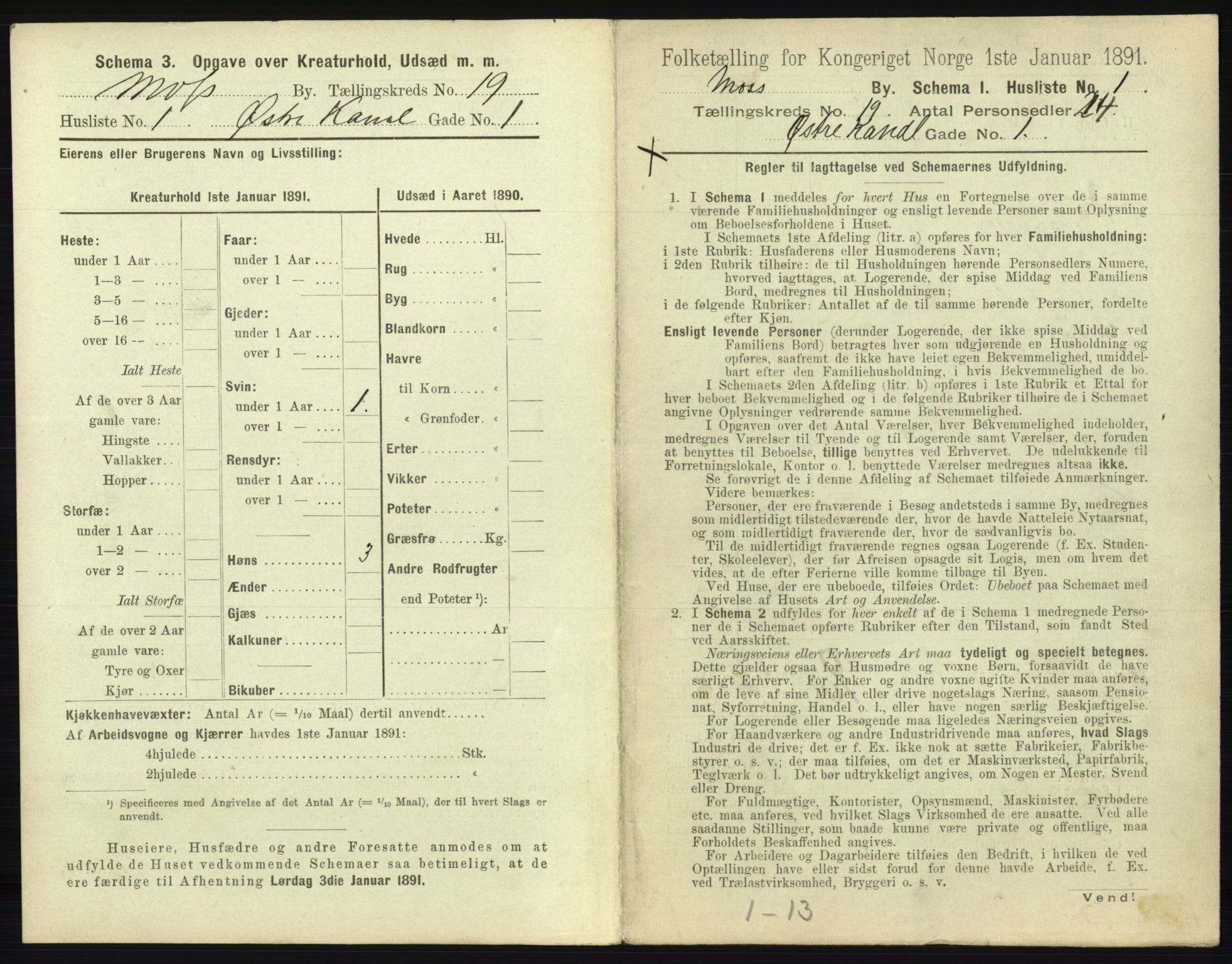 RA, 1891 census for 0104 Moss, 1891, p. 1186