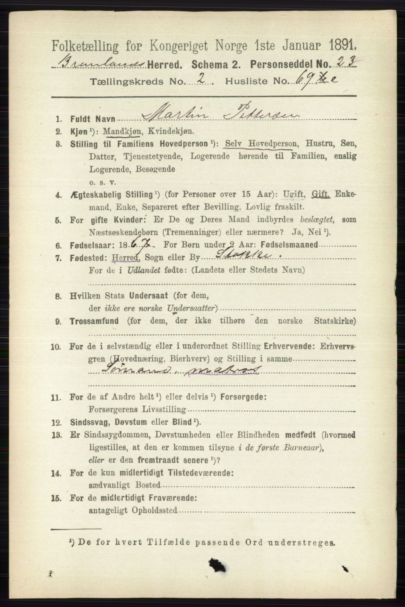 RA, 1891 census for 0726 Brunlanes, 1891, p. 1272