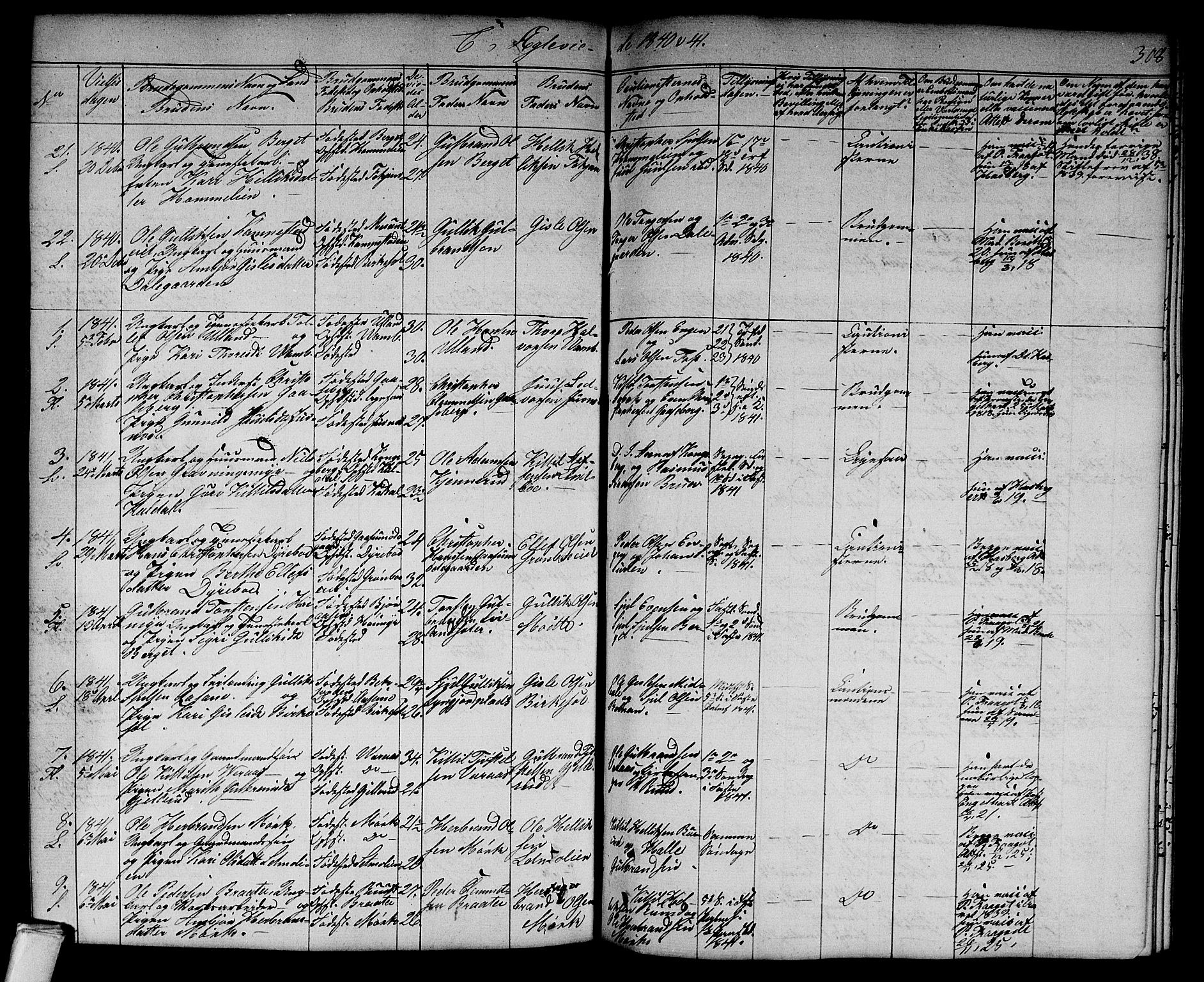 Flesberg kirkebøker, SAKO/A-18/G/Ga/L0002: Parish register (copy) no. I 2, 1834-1860, p. 308