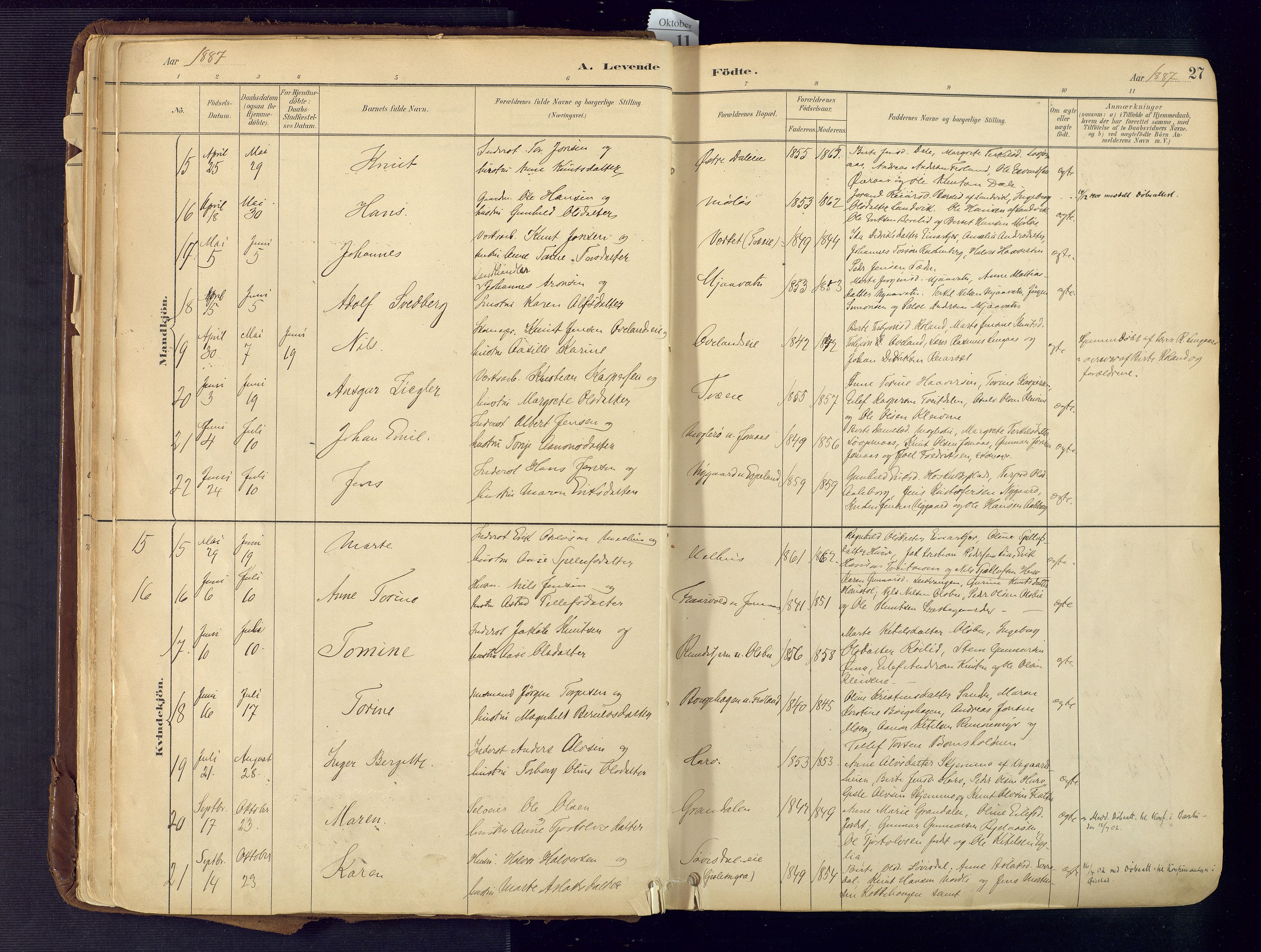 Froland sokneprestkontor, AV/SAK-1111-0013/F/Fa/L0005: Parish register (official) no. A 5, 1882-1921, p. 27