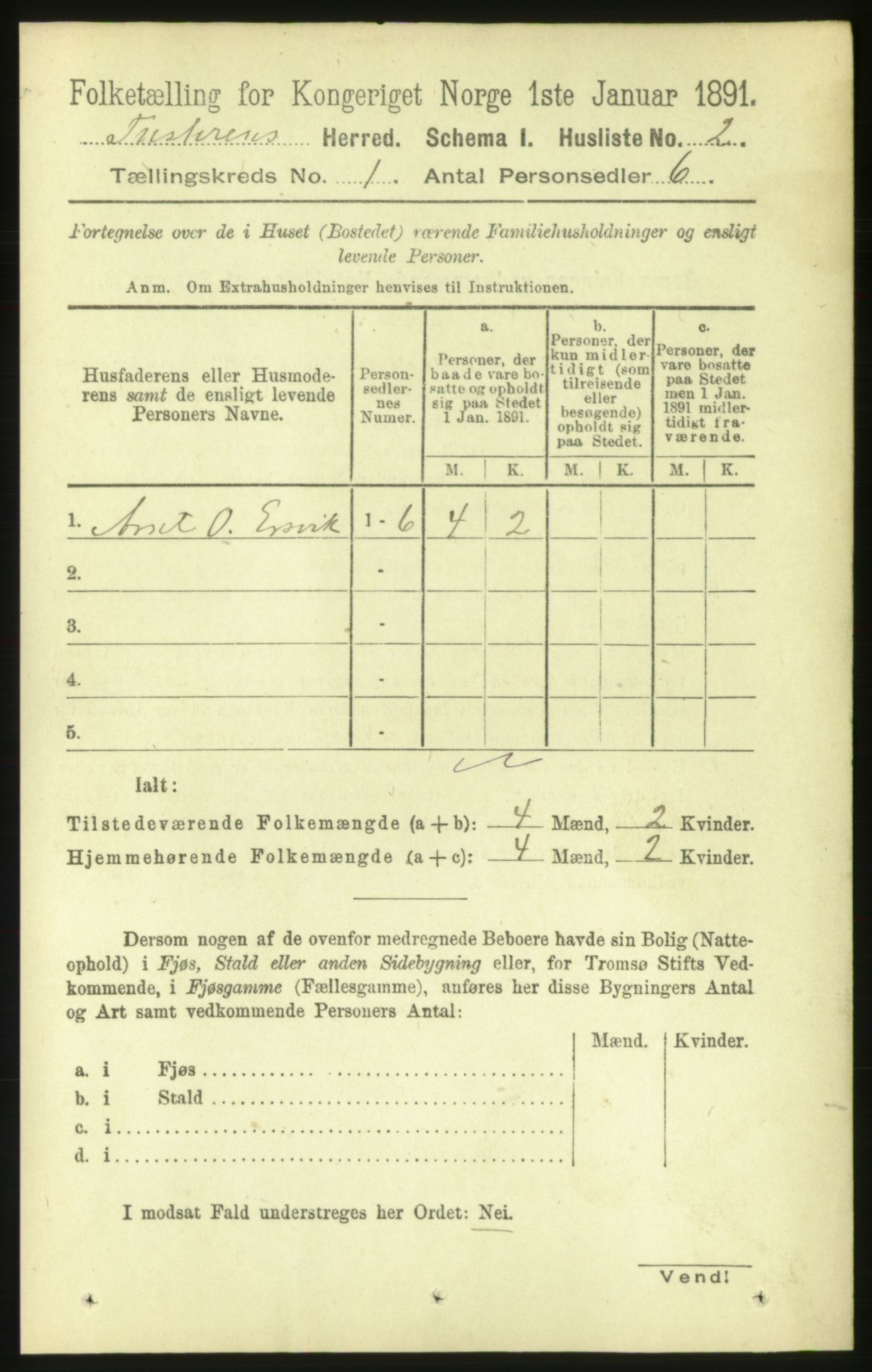 RA, 1891 census for 1572 Tustna, 1891, p. 20