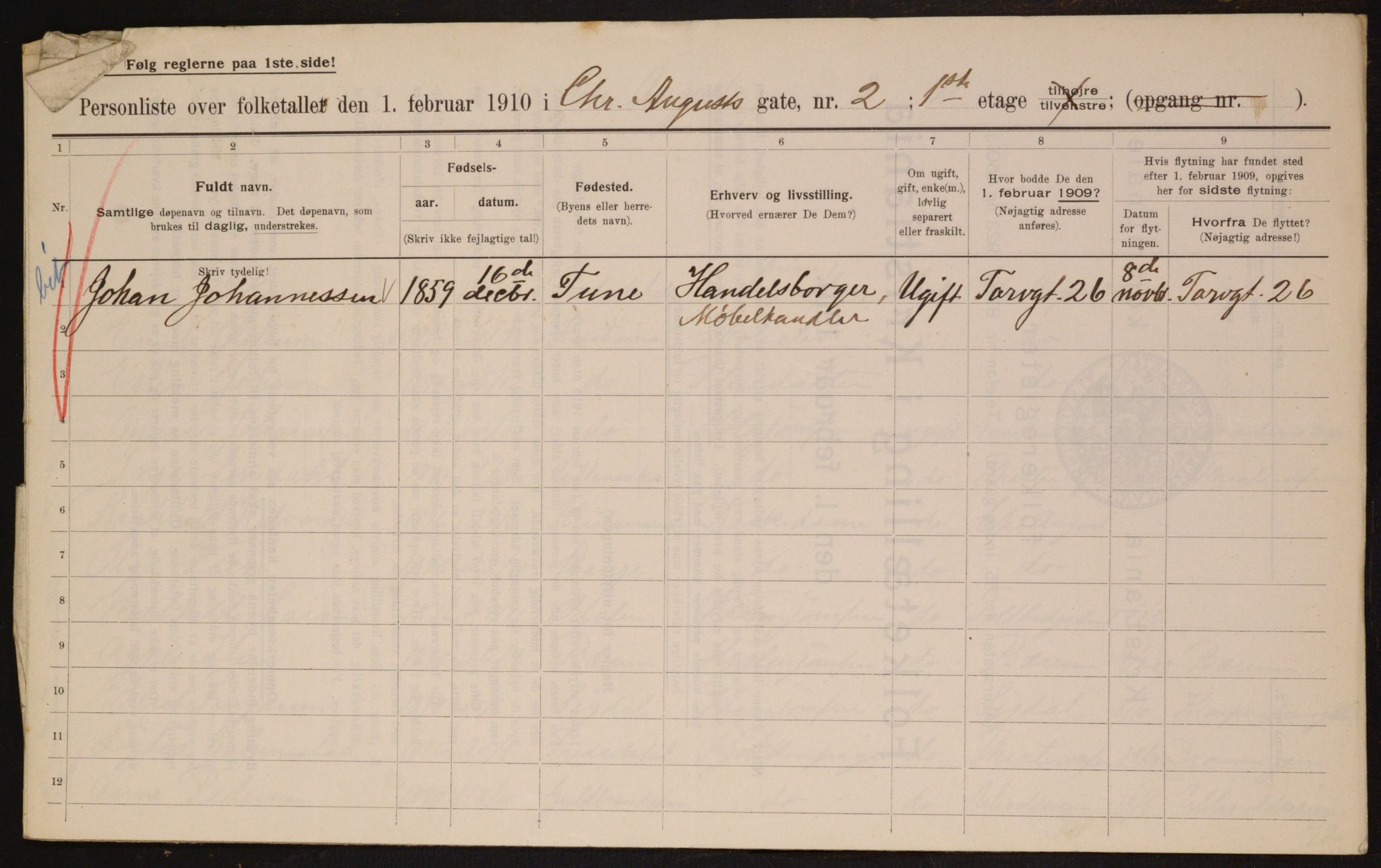 OBA, Municipal Census 1910 for Kristiania, 1910, p. 52352