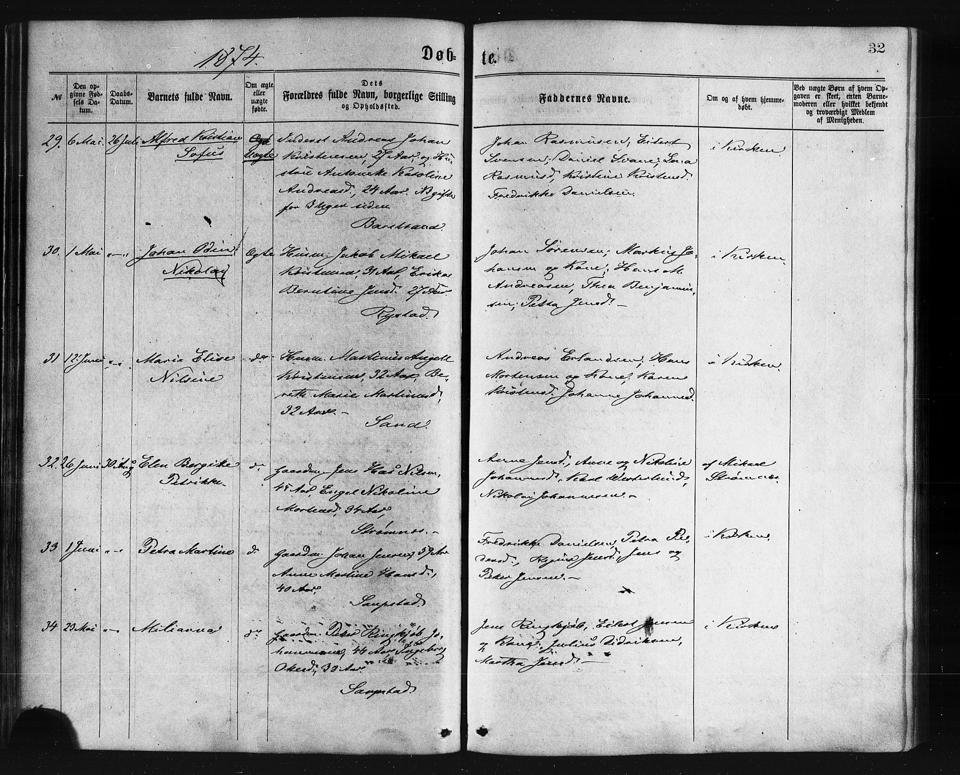 Ministerialprotokoller, klokkerbøker og fødselsregistre - Nordland, AV/SAT-A-1459/876/L1096: Parish register (official) no. 876A02, 1870-1886, p. 32