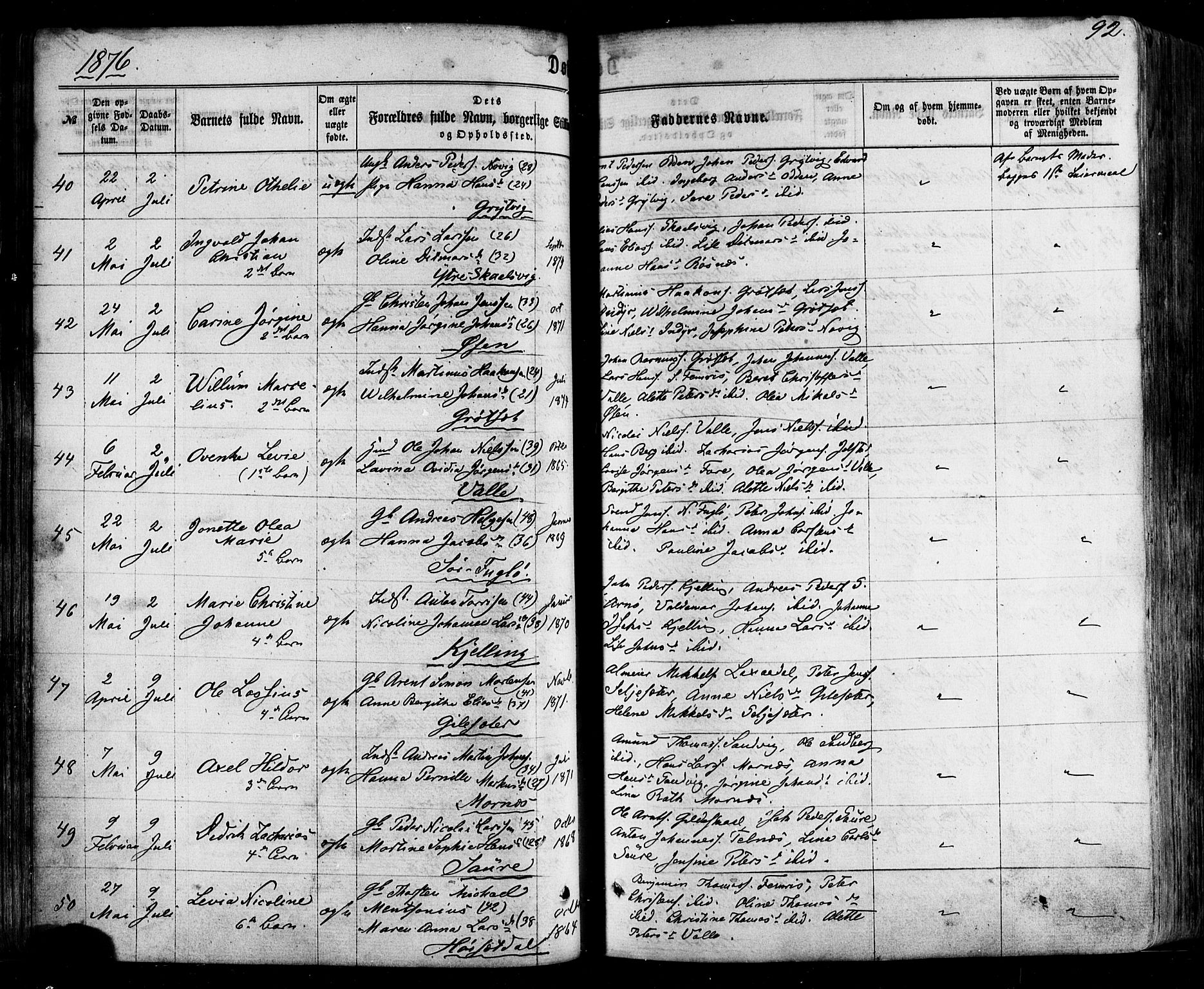 Ministerialprotokoller, klokkerbøker og fødselsregistre - Nordland, SAT/A-1459/805/L0098: Parish register (official) no. 805A05, 1862-1879, p. 92