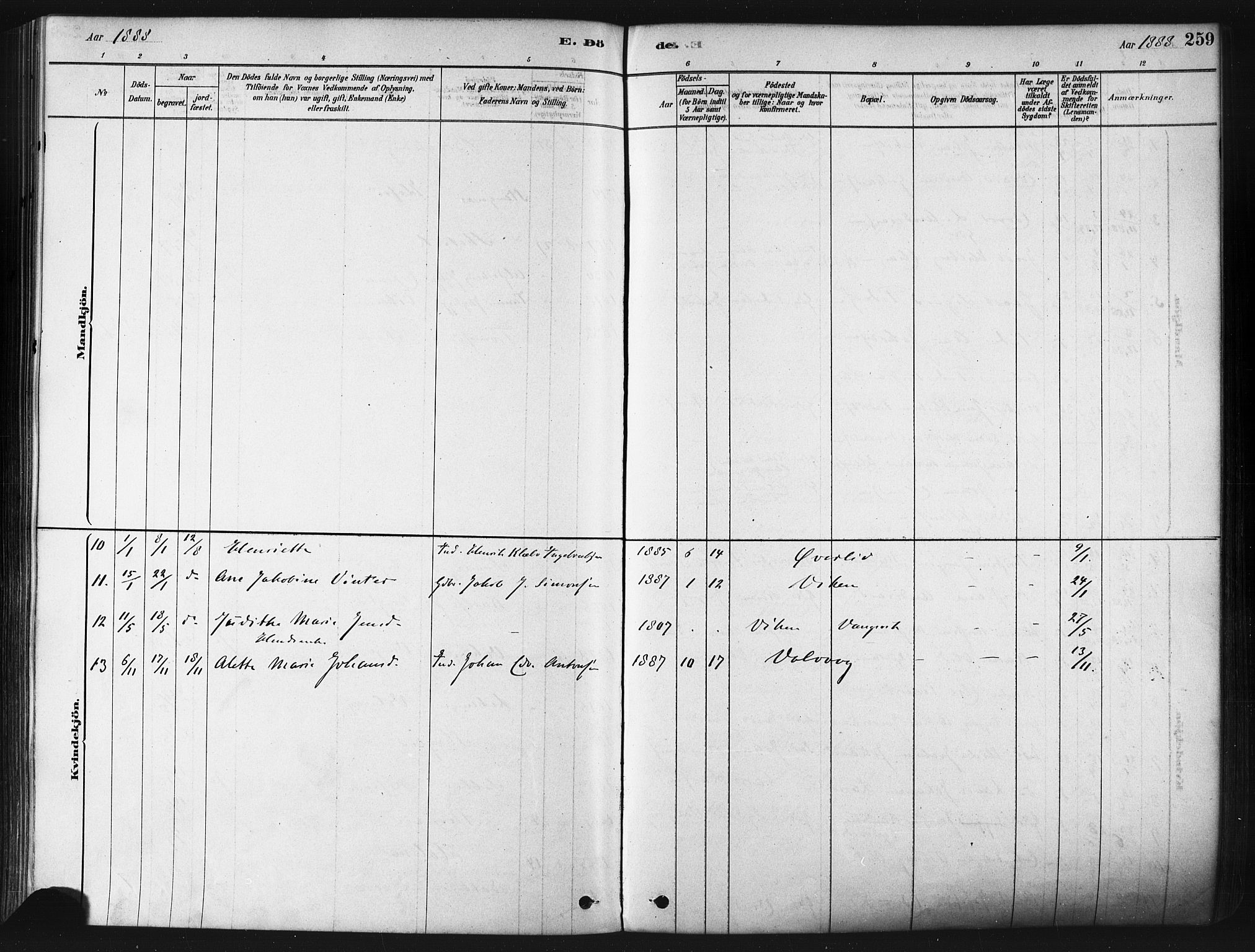 Tranøy sokneprestkontor, AV/SATØ-S-1313/I/Ia/Iaa/L0009kirke: Parish register (official) no. 9, 1878-1904, p. 259