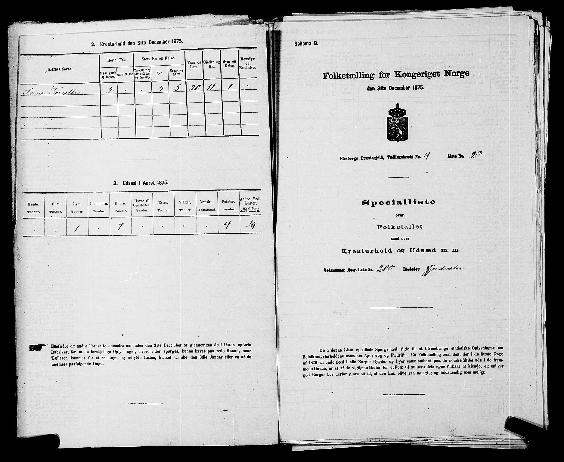 SAKO, 1875 census for 0631P Flesberg, 1875, p. 691