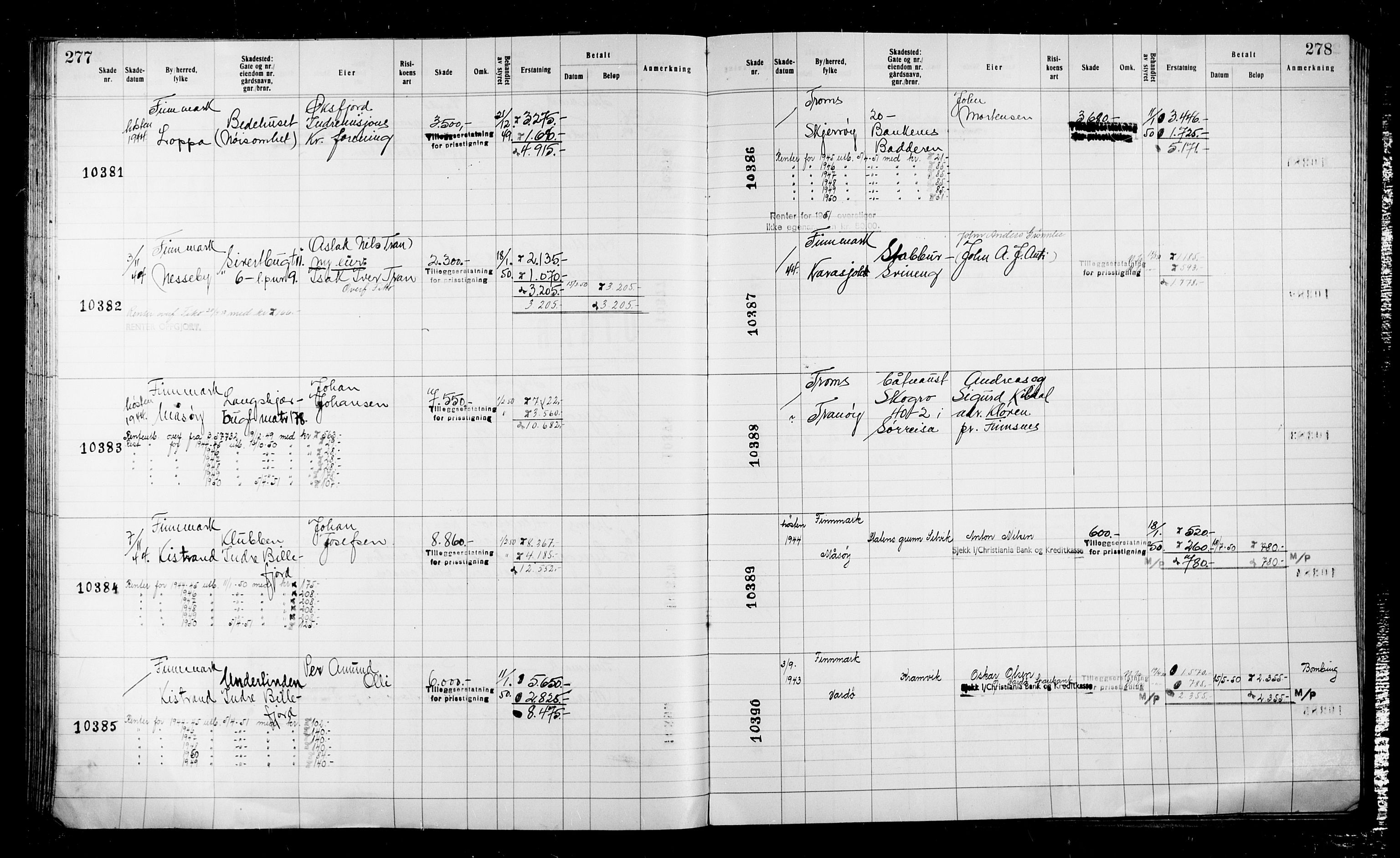 Krigsskadetrygdene for bygninger og løsøre, AV/RA-S-1548/V/L0043: Bygning, ikke trygdet., 1940-1945, p. 277-278