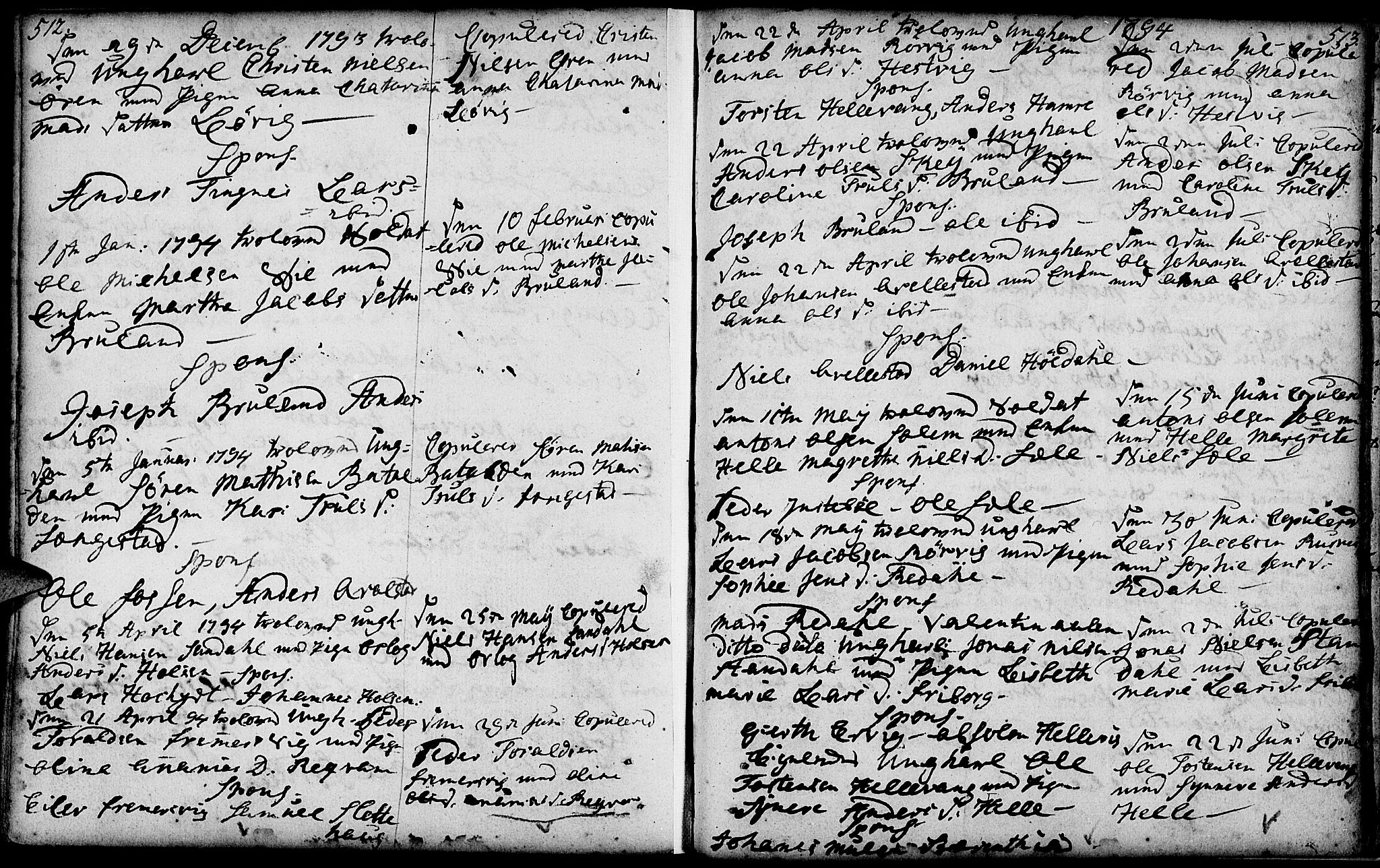 Førde sokneprestembete, SAB/A-79901/H/Haa/Haaa/L0004: Parish register (official) no. A 4, 1781-1803, p. 512-513