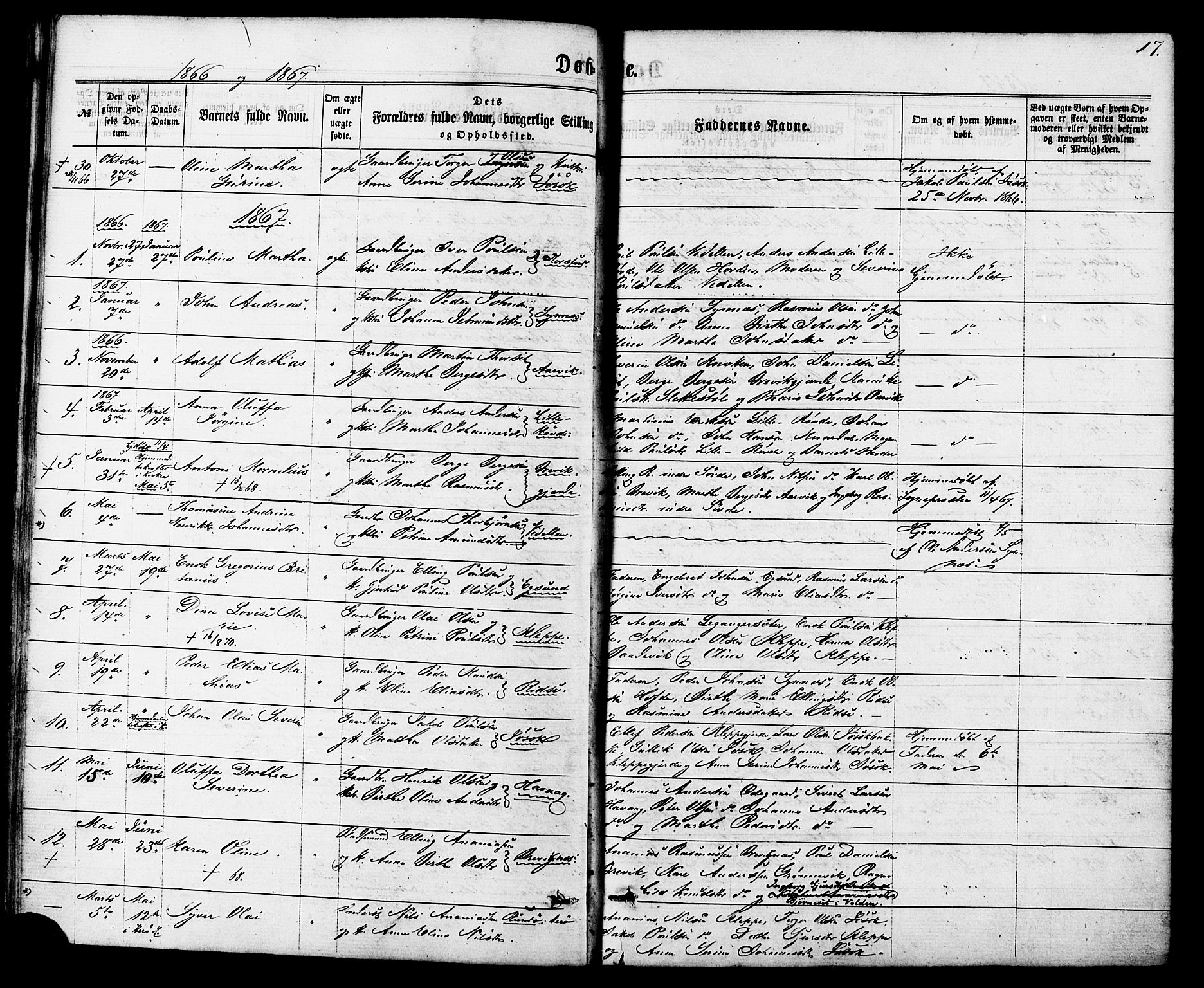 Ministerialprotokoller, klokkerbøker og fødselsregistre - Møre og Romsdal, SAT/A-1454/504/L0055: Parish register (official) no. 504A02, 1861-1884, p. 17