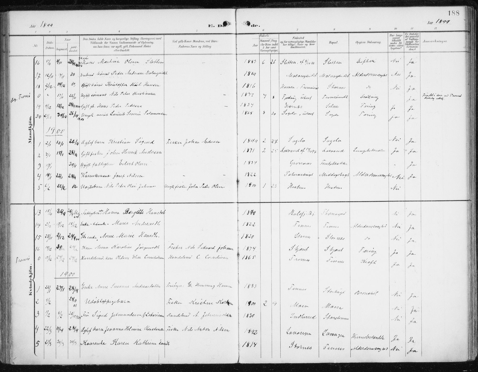 Balsfjord sokneprestembete, SATØ/S-1303/G/Ga/L0006kirke: Parish register (official) no. 6, 1897-1909, p. 188