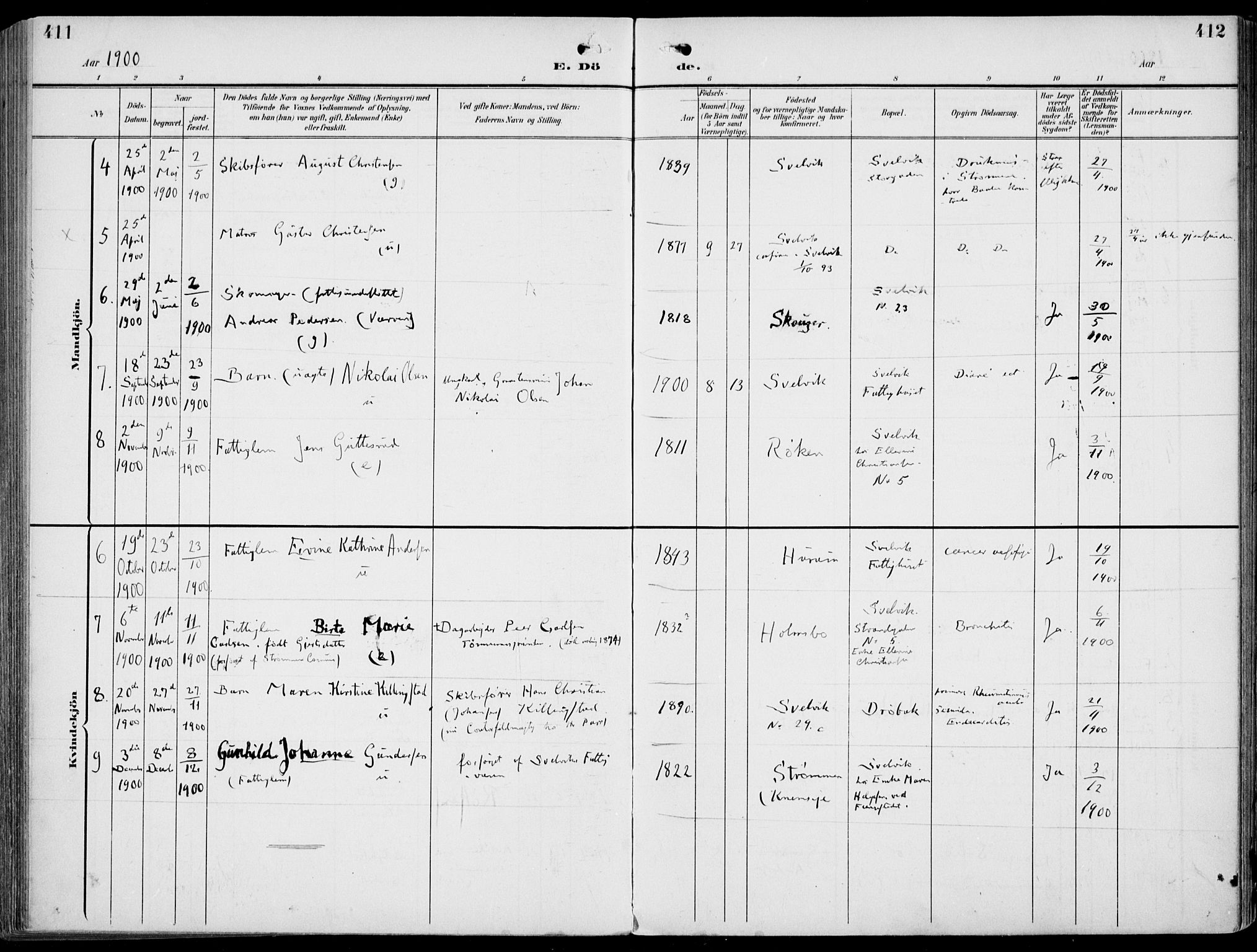 Strømm kirkebøker, AV/SAKO-A-322/F/Fb/L0002: Parish register (official) no. II 2, 1900-1919, p. 411-412