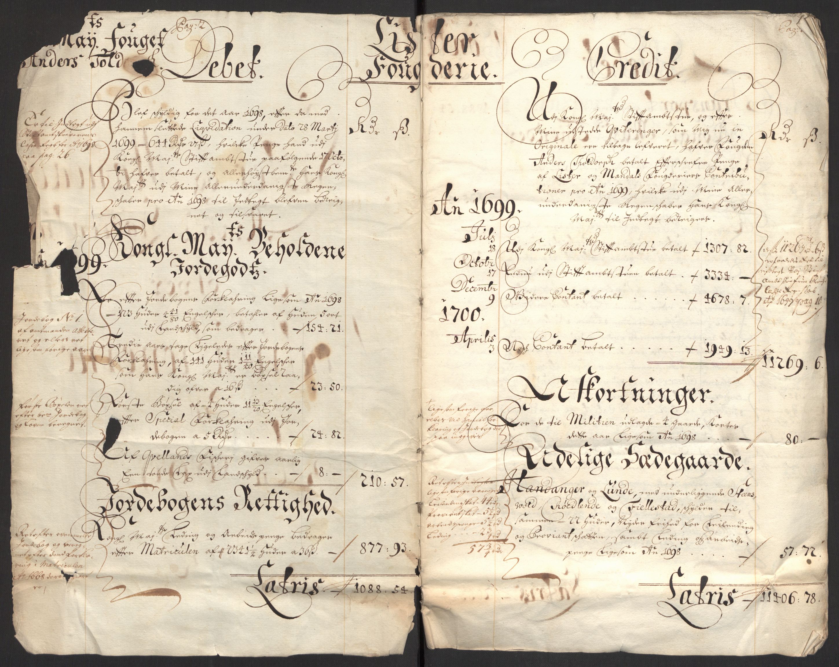 Rentekammeret inntil 1814, Reviderte regnskaper, Fogderegnskap, RA/EA-4092/R43/L2547: Fogderegnskap Lista og Mandal, 1698-1699, p. 147