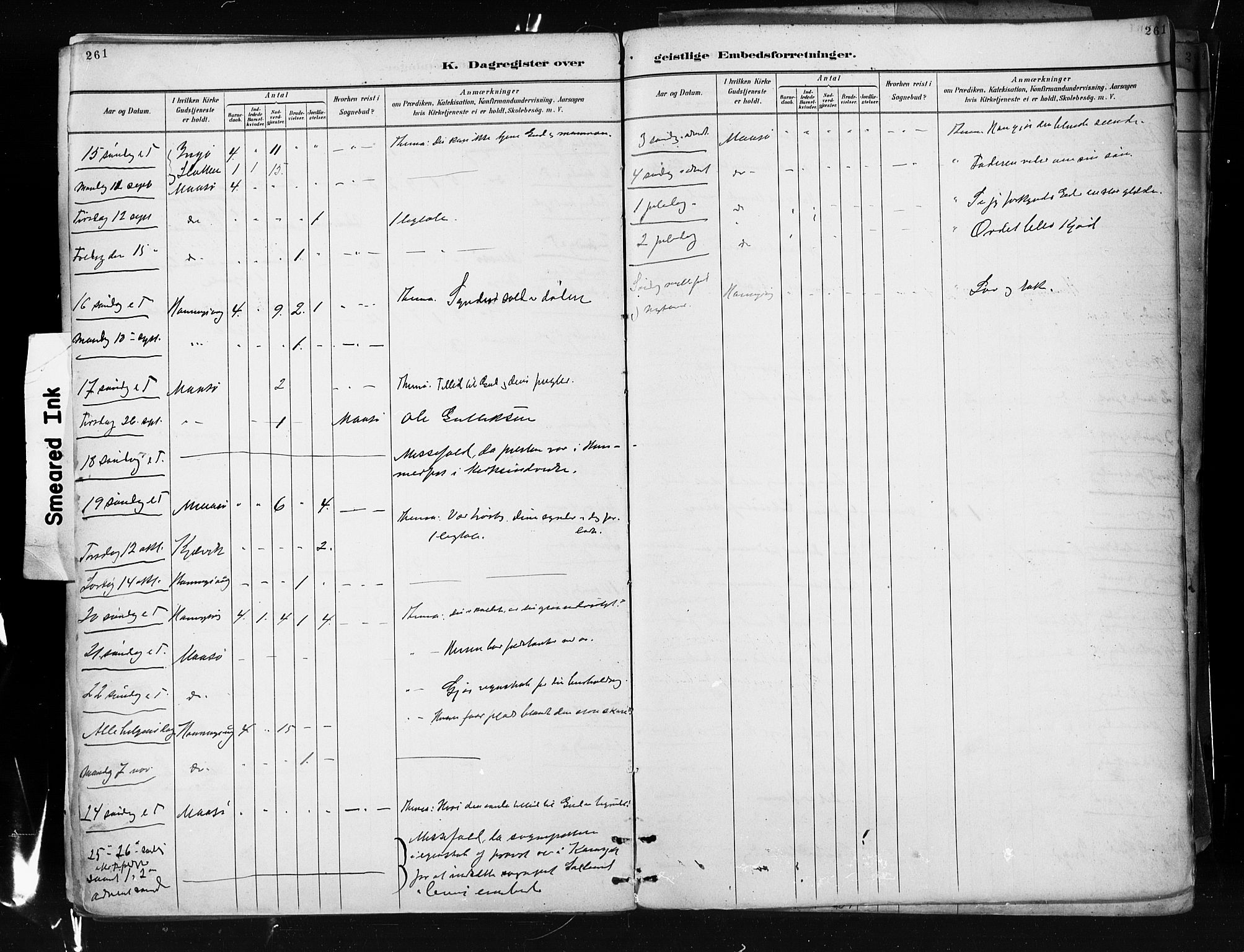 Måsøy sokneprestkontor, AV/SATØ-S-1348/H/Ha/L0005kirke: Parish register (official) no. 5, 1892-1902, p. 261