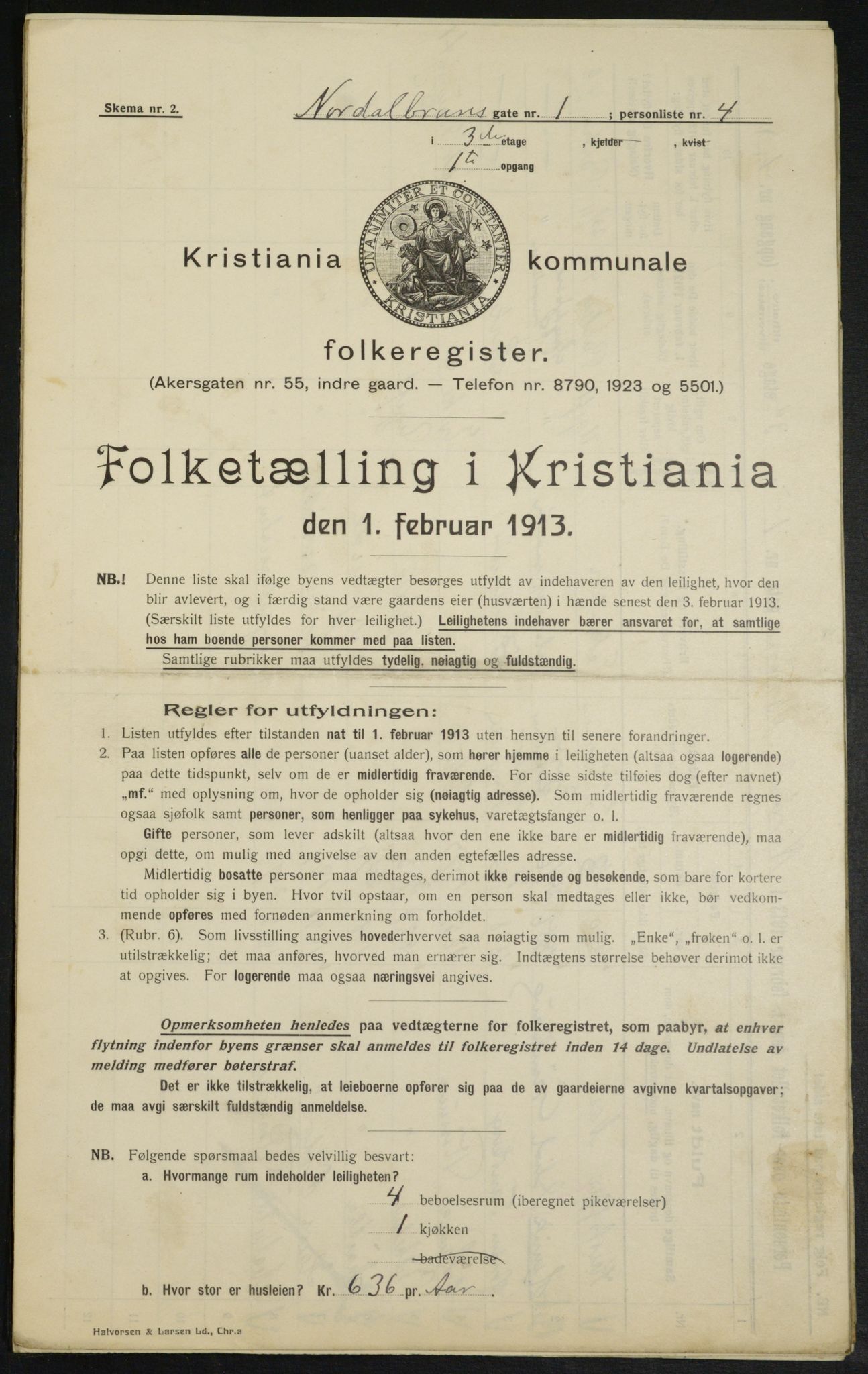 OBA, Municipal Census 1913 for Kristiania, 1913, p. 72198