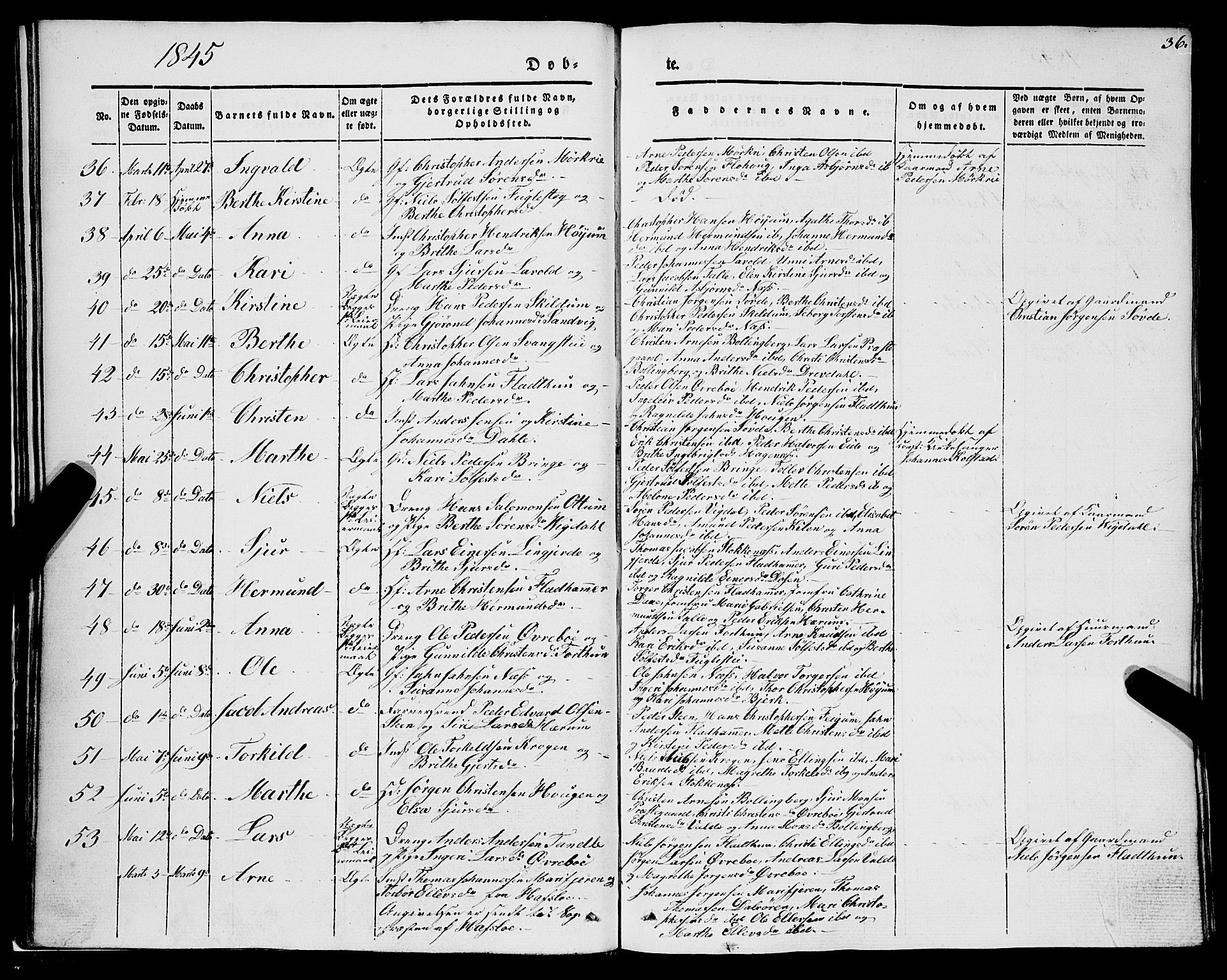 Luster sokneprestembete, AV/SAB-A-81101/H/Haa/Haaa/L0006: Parish register (official) no. A 6, 1840-1848, p. 36