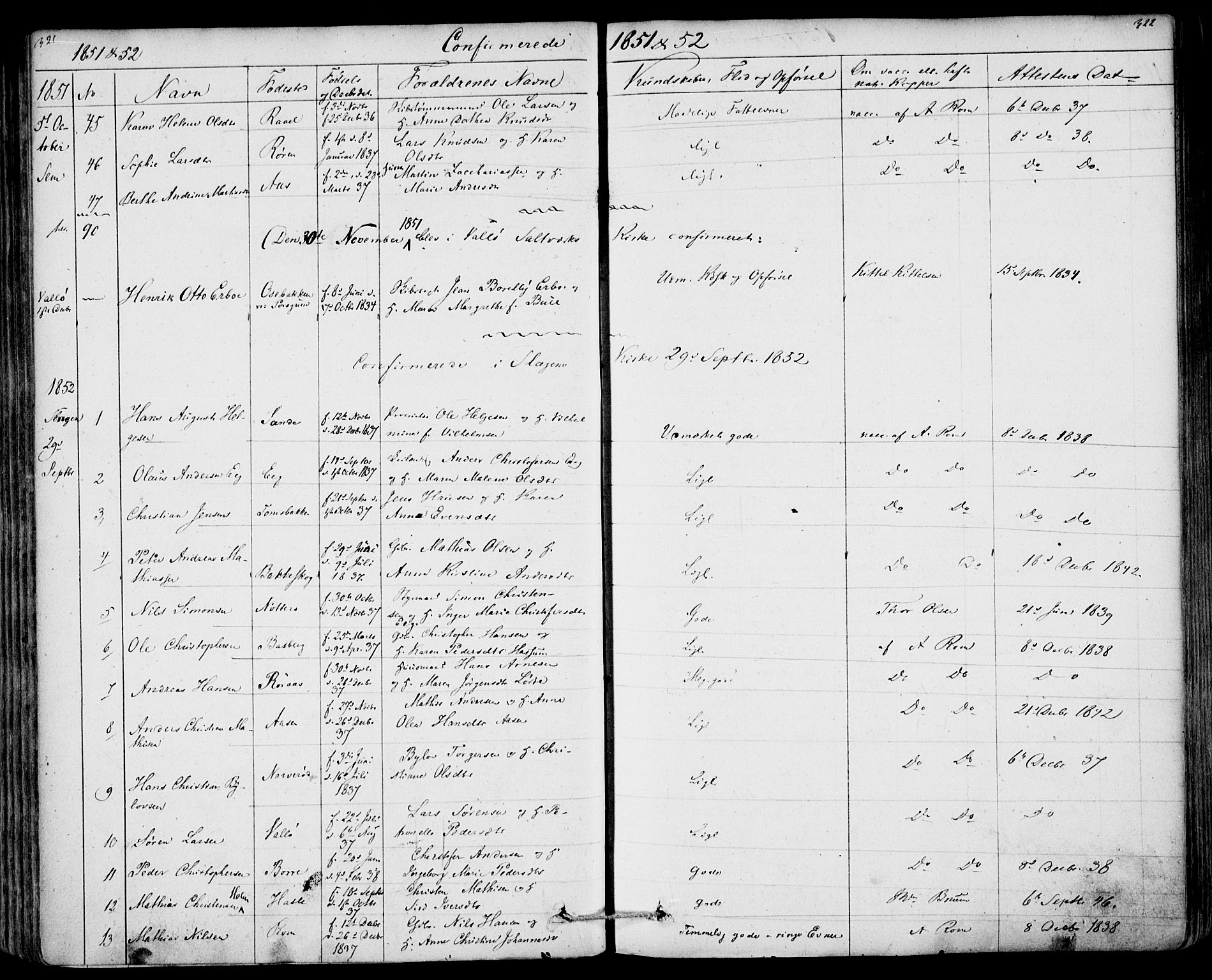 Sem kirkebøker, SAKO/A-5/F/Fa/L0006: Parish register (official) no. I 6, 1843-1855, p. 321-322