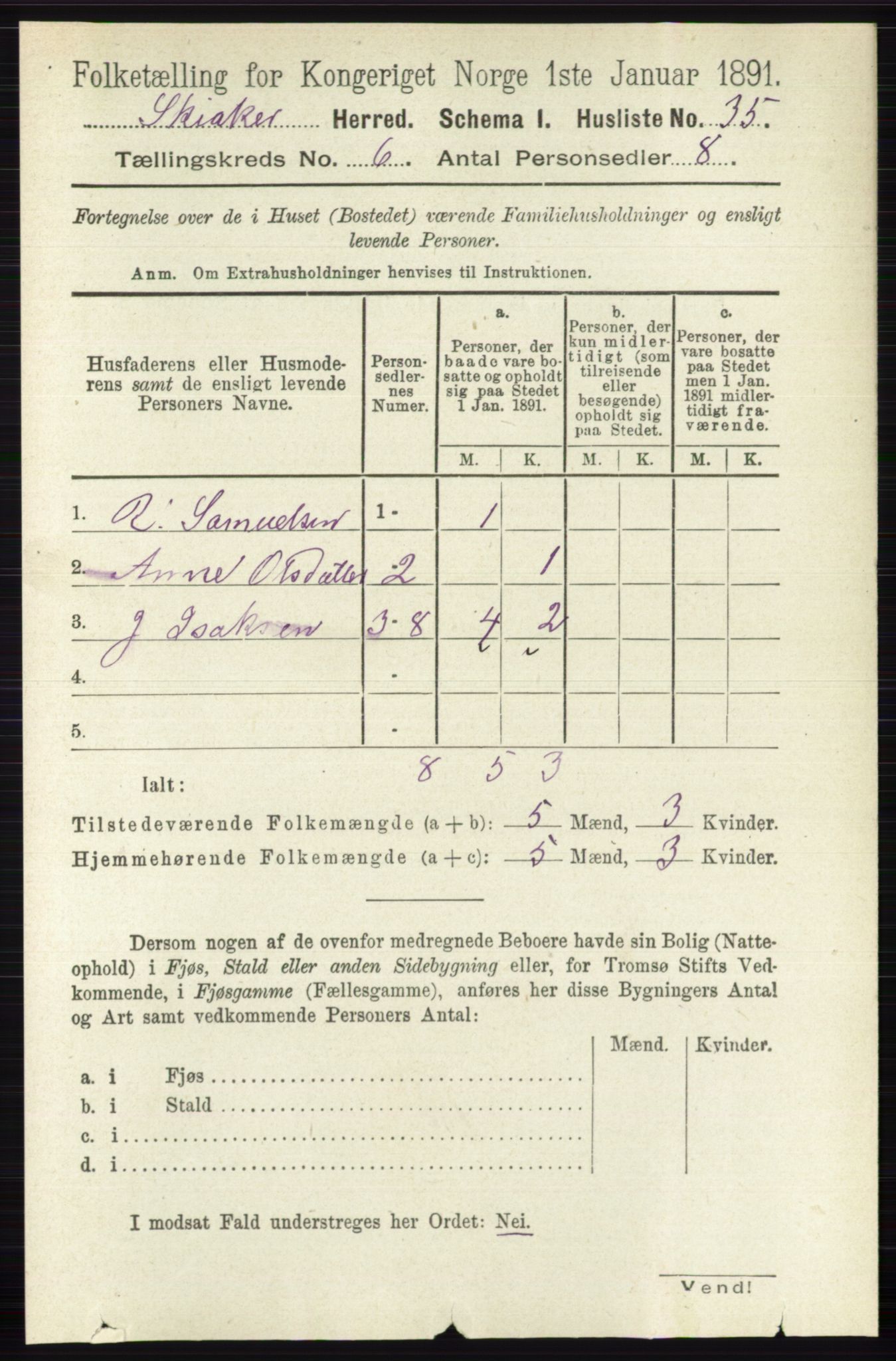 RA, 1891 census for 0513 Skjåk, 1891, p. 2016