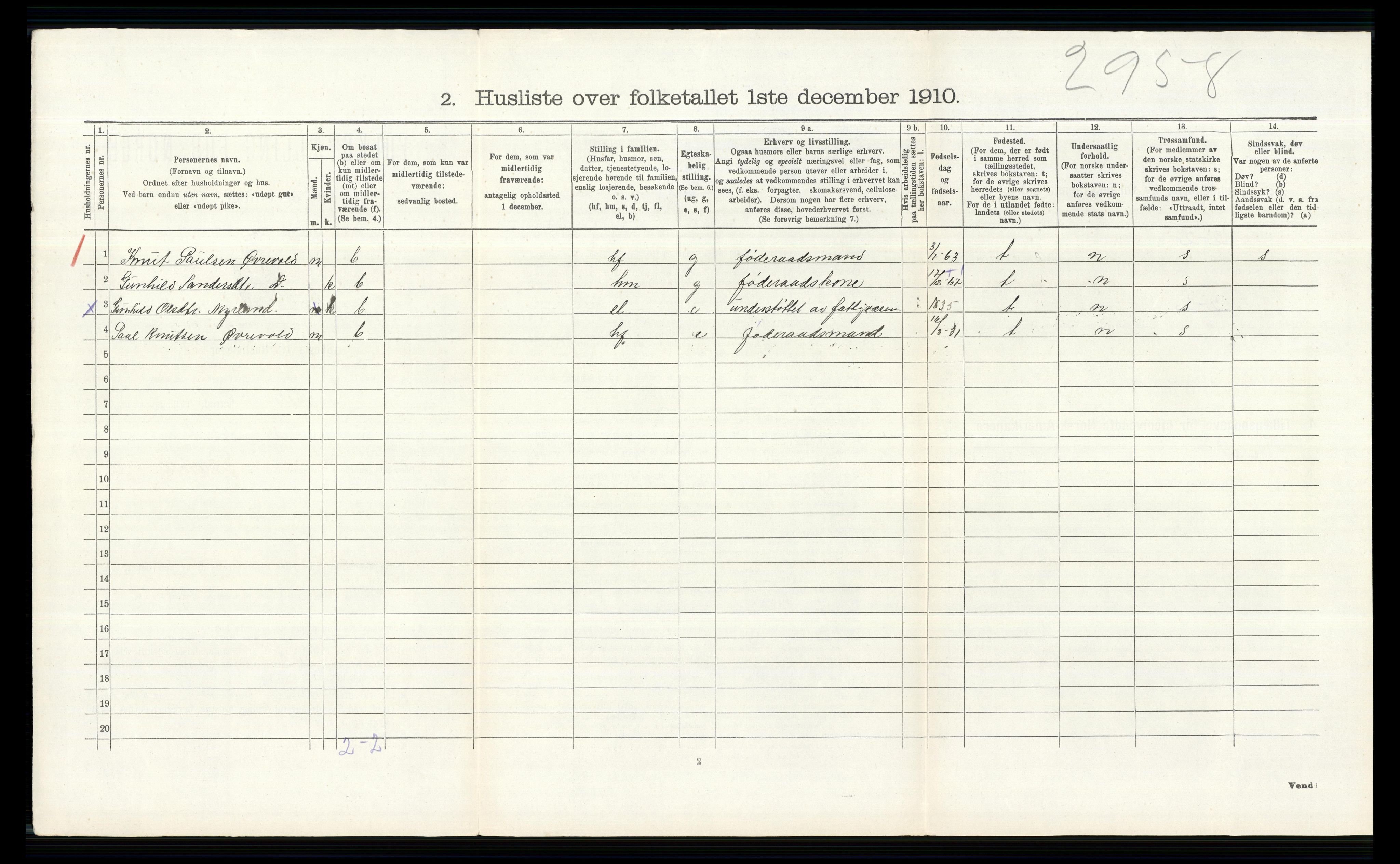 RA, 1910 census for Hol, 1910, p. 326