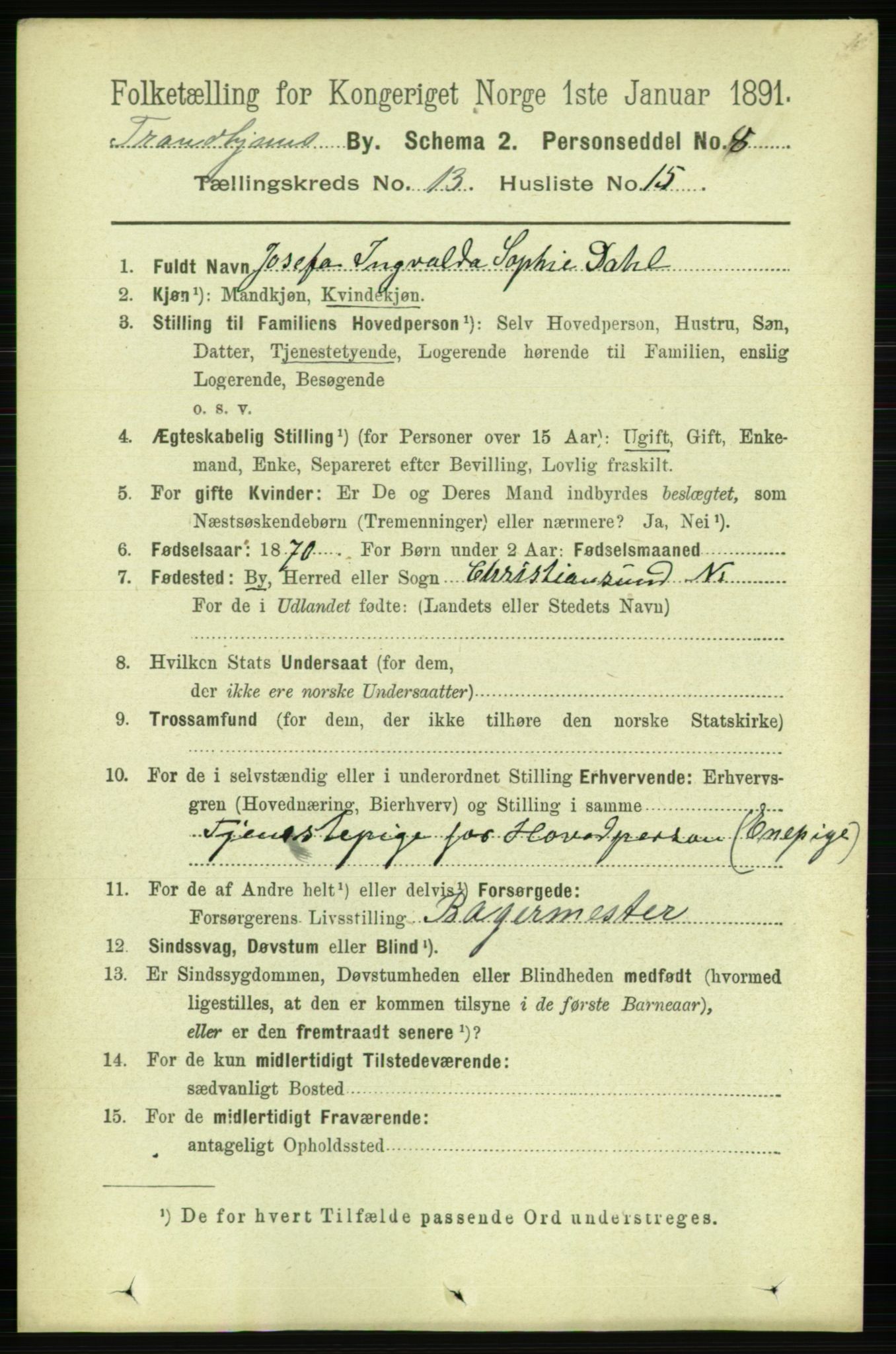 RA, 1891 census for 1601 Trondheim, 1891, p. 10398