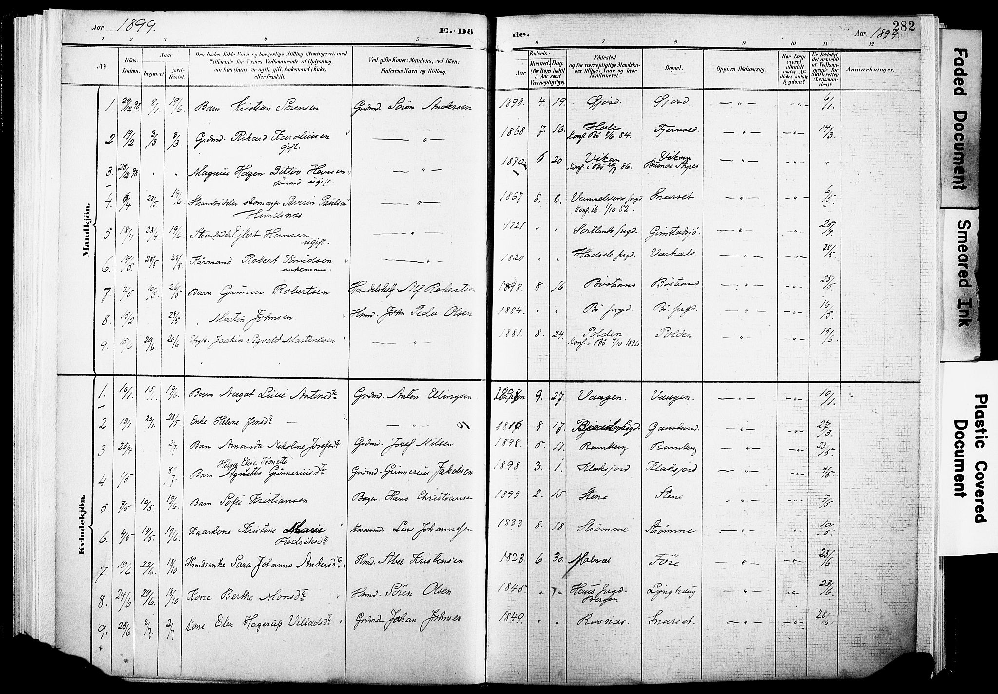 Ministerialprotokoller, klokkerbøker og fødselsregistre - Nordland, AV/SAT-A-1459/891/L1305: Parish register (official) no. 891A10, 1895-1921, p. 282