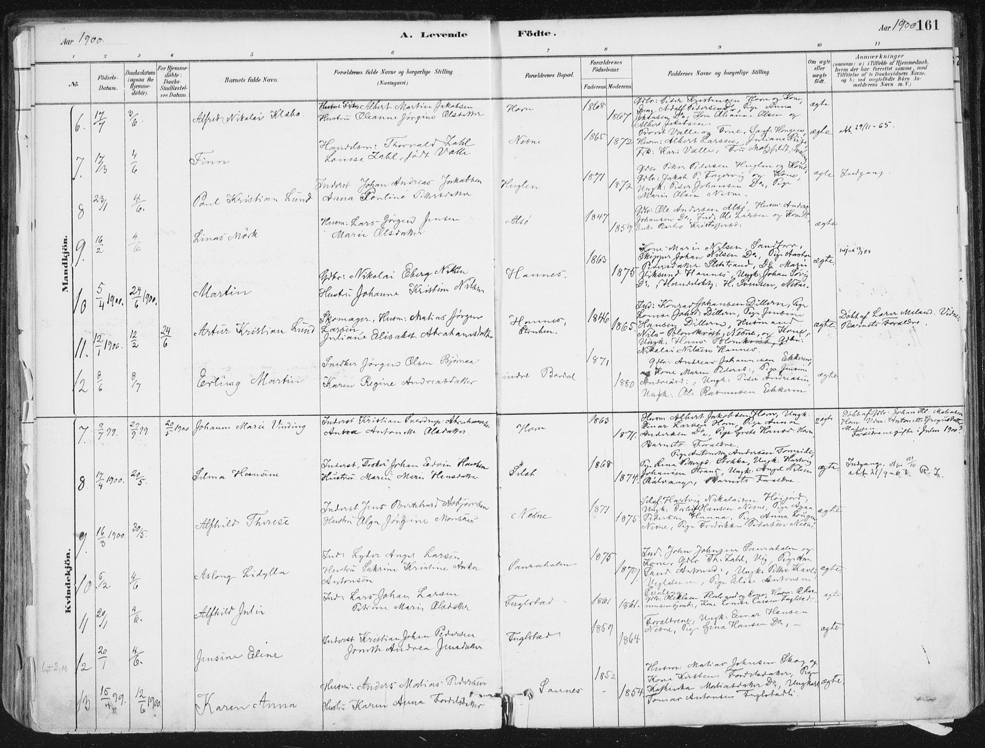 Ministerialprotokoller, klokkerbøker og fødselsregistre - Nordland, AV/SAT-A-1459/838/L0552: Parish register (official) no. 838A10, 1880-1910, p. 161