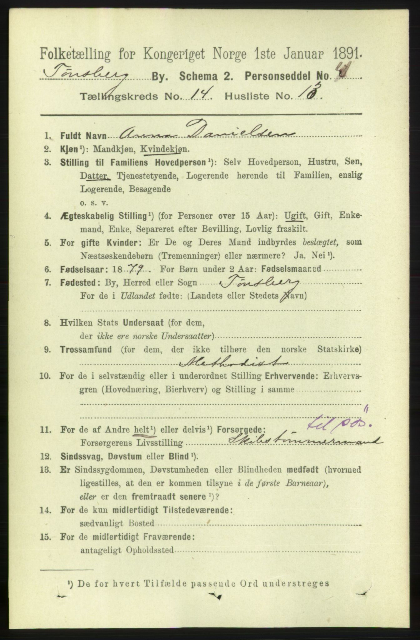 RA, 1891 census for 0705 Tønsberg, 1891, p. 4668