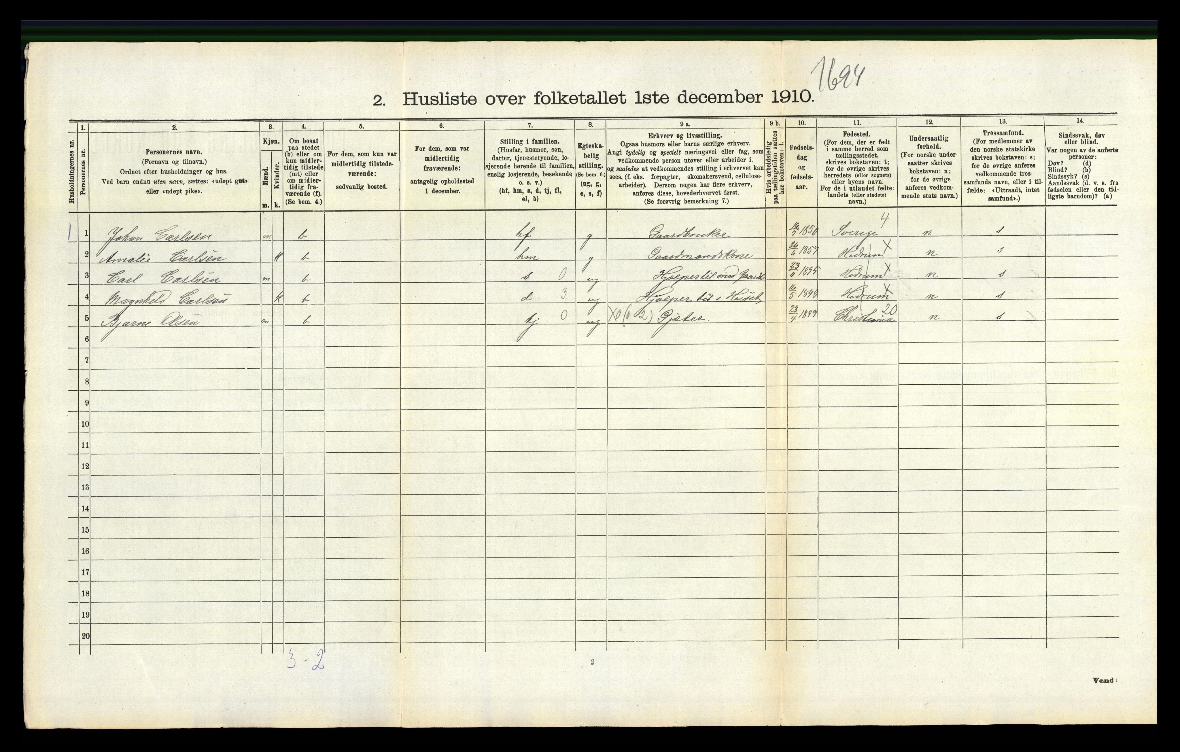 RA, 1910 census for Hedrum, 1910, p. 623