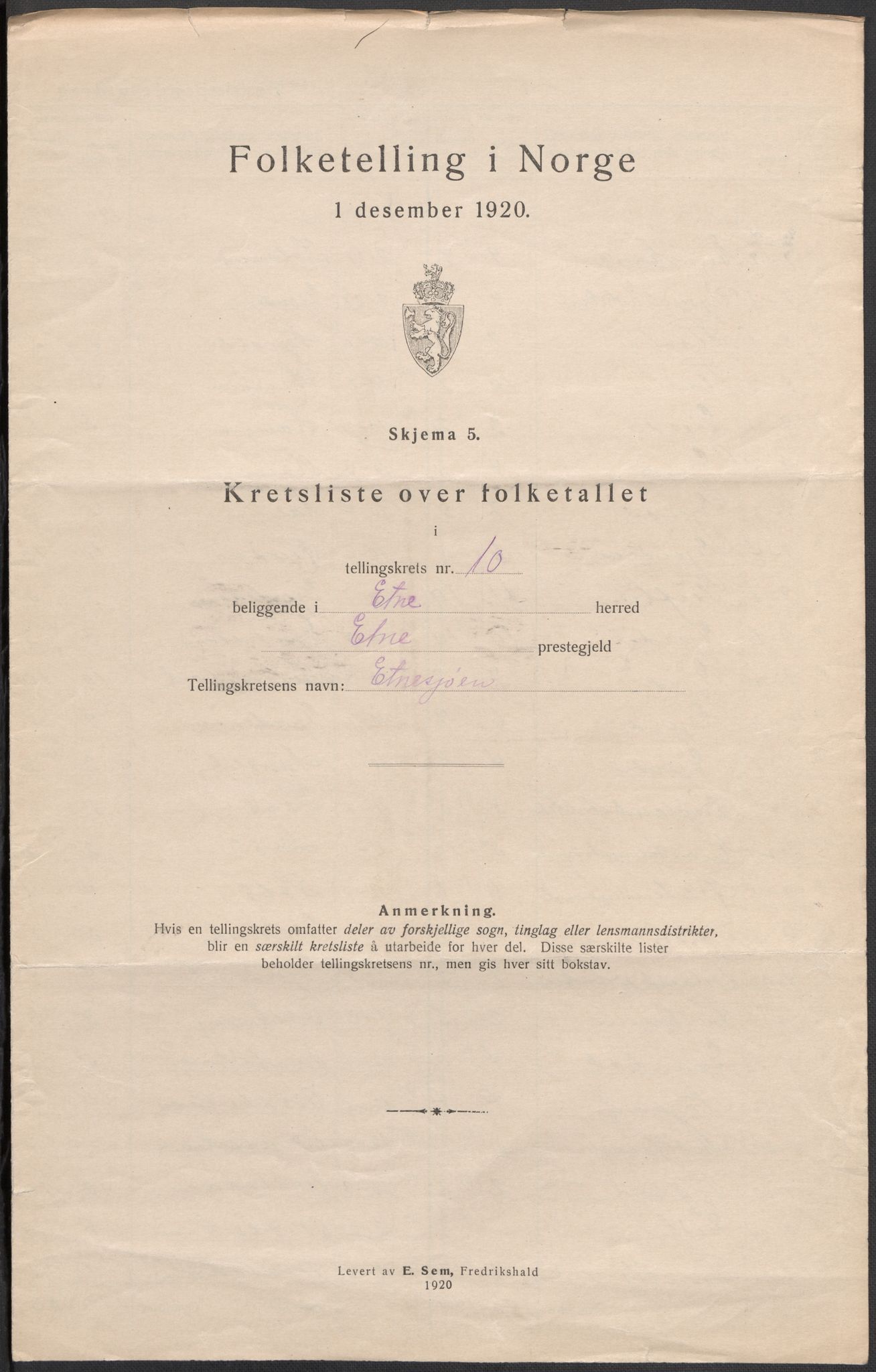 SAB, 1920 census for Etne, 1920, p. 31