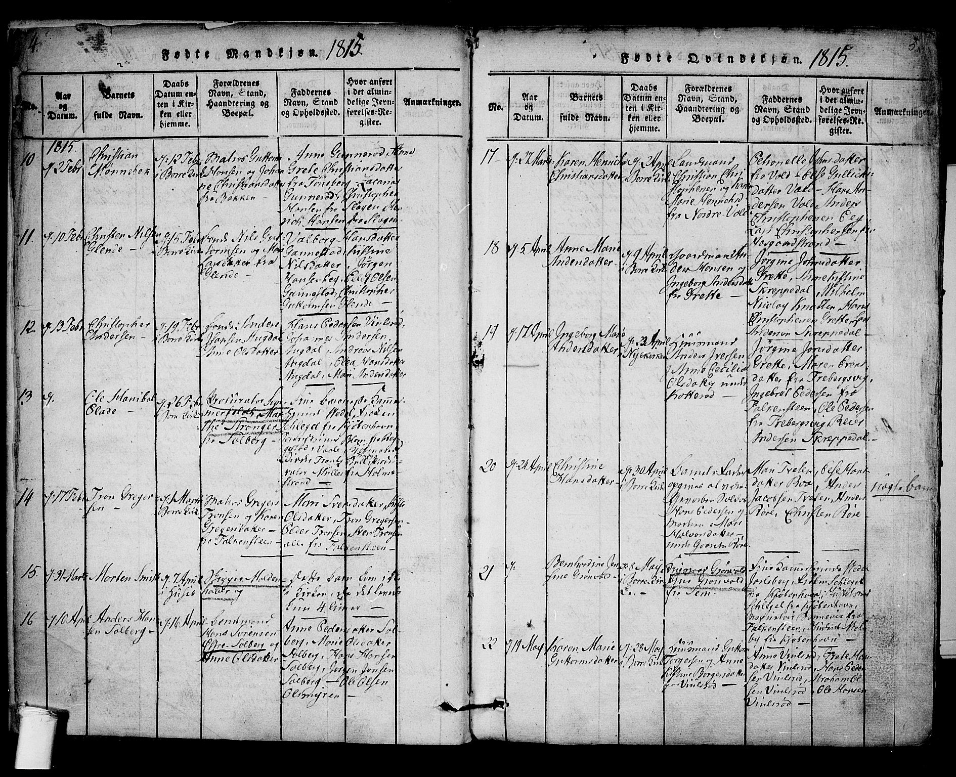 Borre kirkebøker, SAKO/A-338/F/Fa/L0004: Parish register (official) no. I 4, 1815-1845, p. 4-5