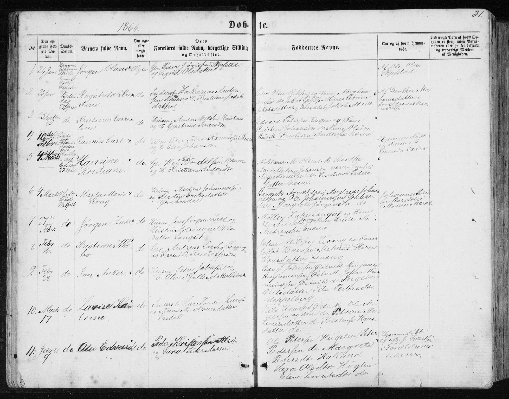 Ministerialprotokoller, klokkerbøker og fødselsregistre - Nordland, AV/SAT-A-1459/838/L0556: Parish register (copy) no. 838C03, 1861-1893, p. 31