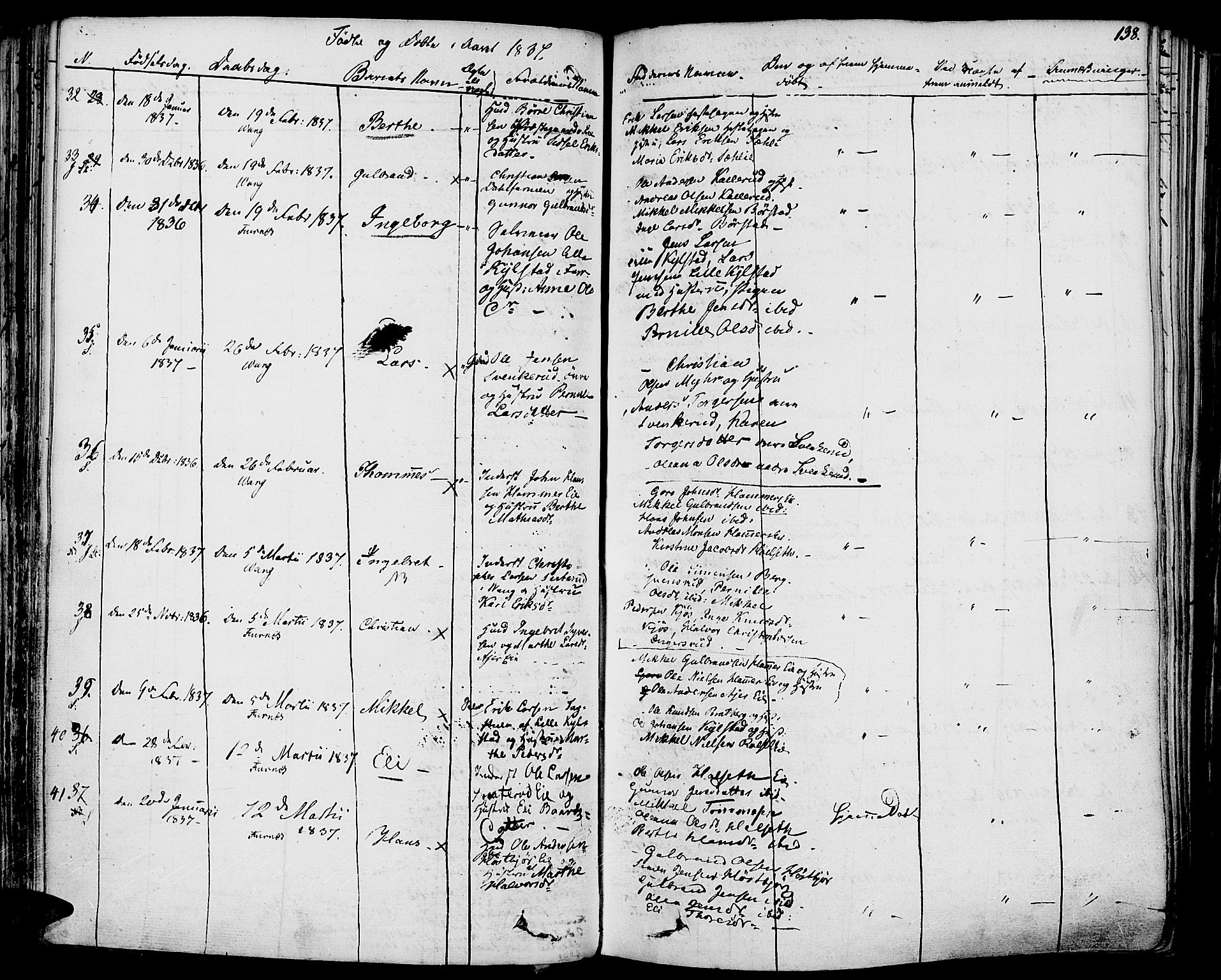 Vang prestekontor, Hedmark, AV/SAH-PREST-008/H/Ha/Haa/L0009: Parish register (official) no. 9, 1826-1841, p. 138