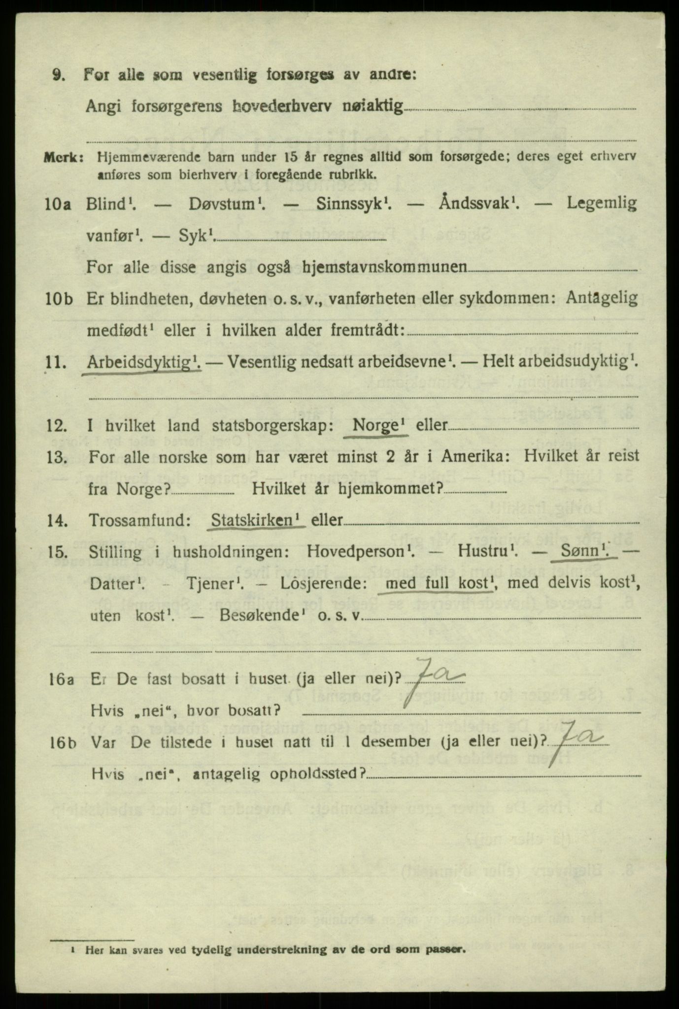 SAB, 1920 census for Hamre, 1920, p. 4844