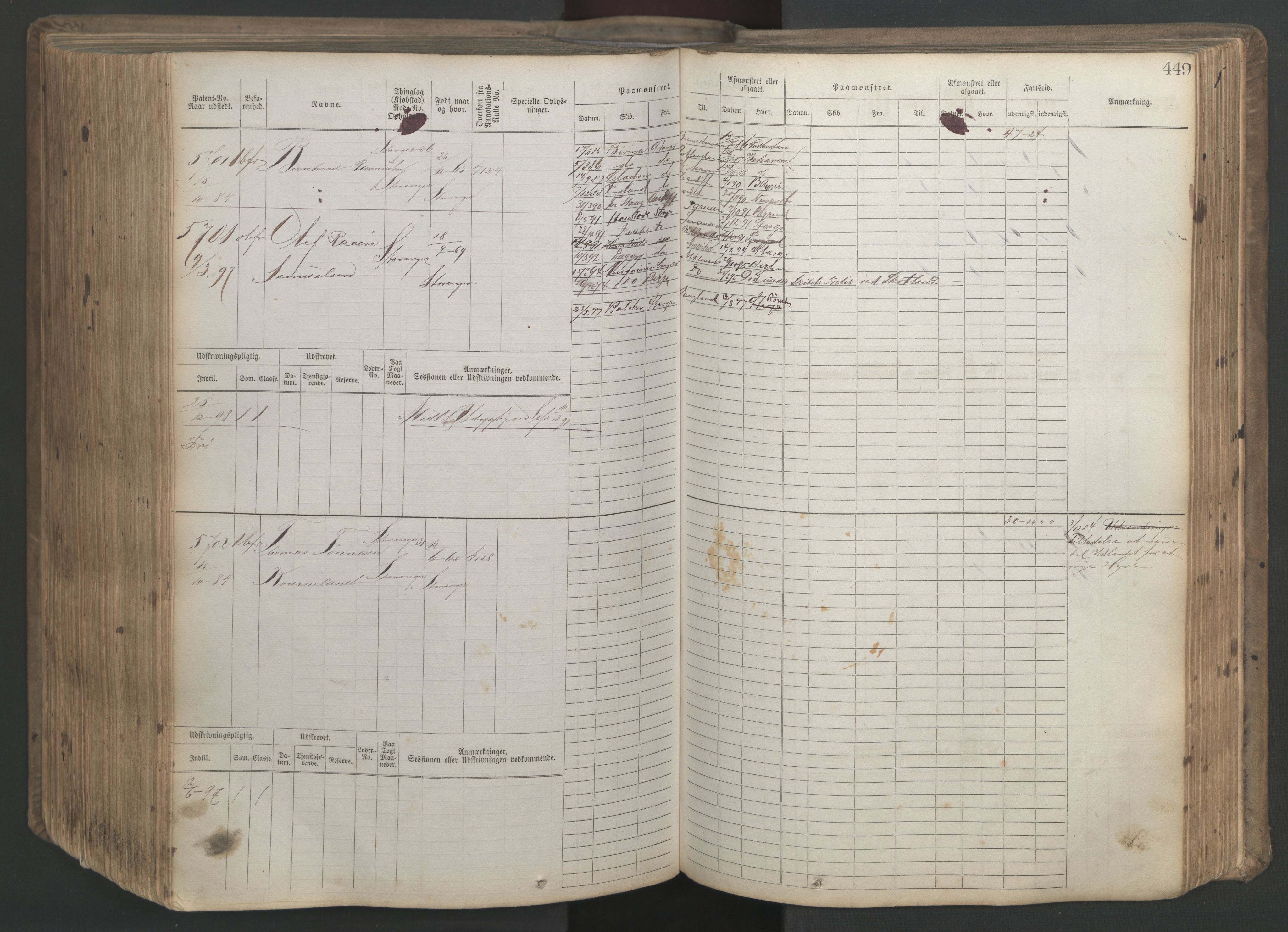 Stavanger sjømannskontor, AV/SAST-A-102006/F/Fb/Fbb/L0020: Sjøfartshovedrulle patnentnr. 4803-6004 (dublett), 1879, p. 454