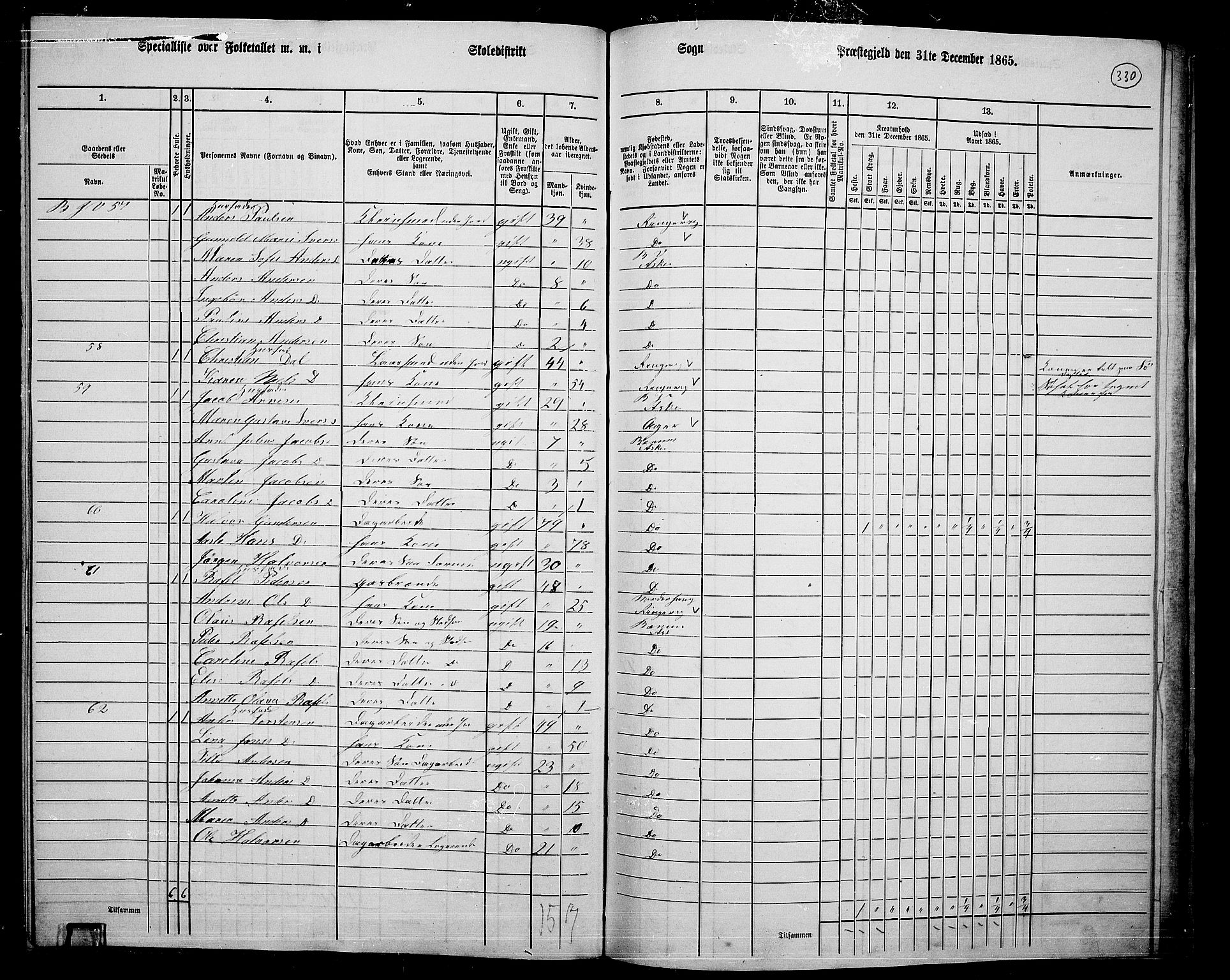 RA, 1865 census for Asker, 1865, p. 319