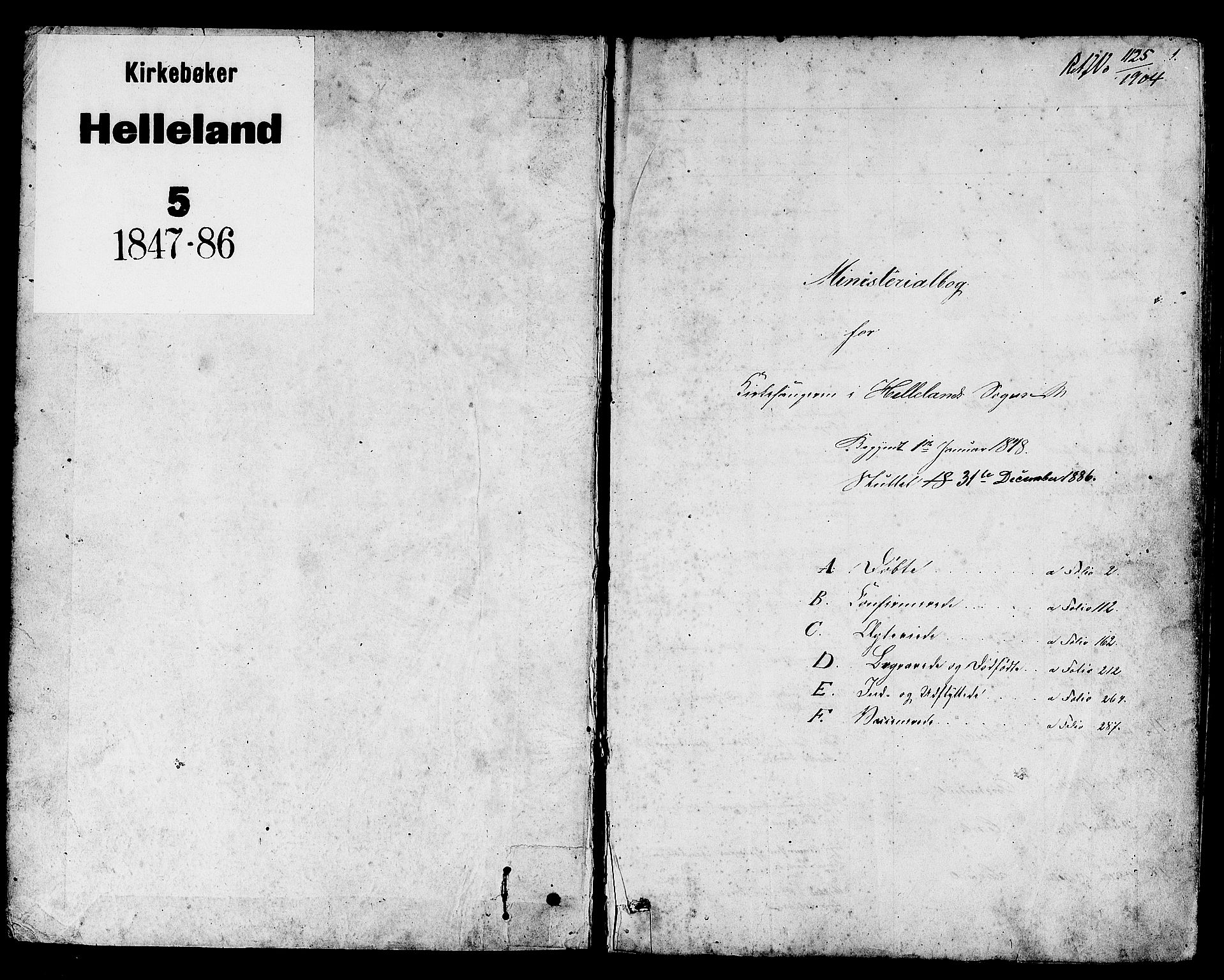 Helleland sokneprestkontor, SAST/A-101810: Parish register (copy) no. B 2, 1848-1886, p. 1