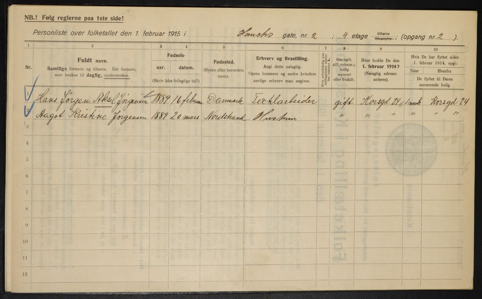 OBA, Municipal Census 1915 for Kristiania, 1915, p. 34668