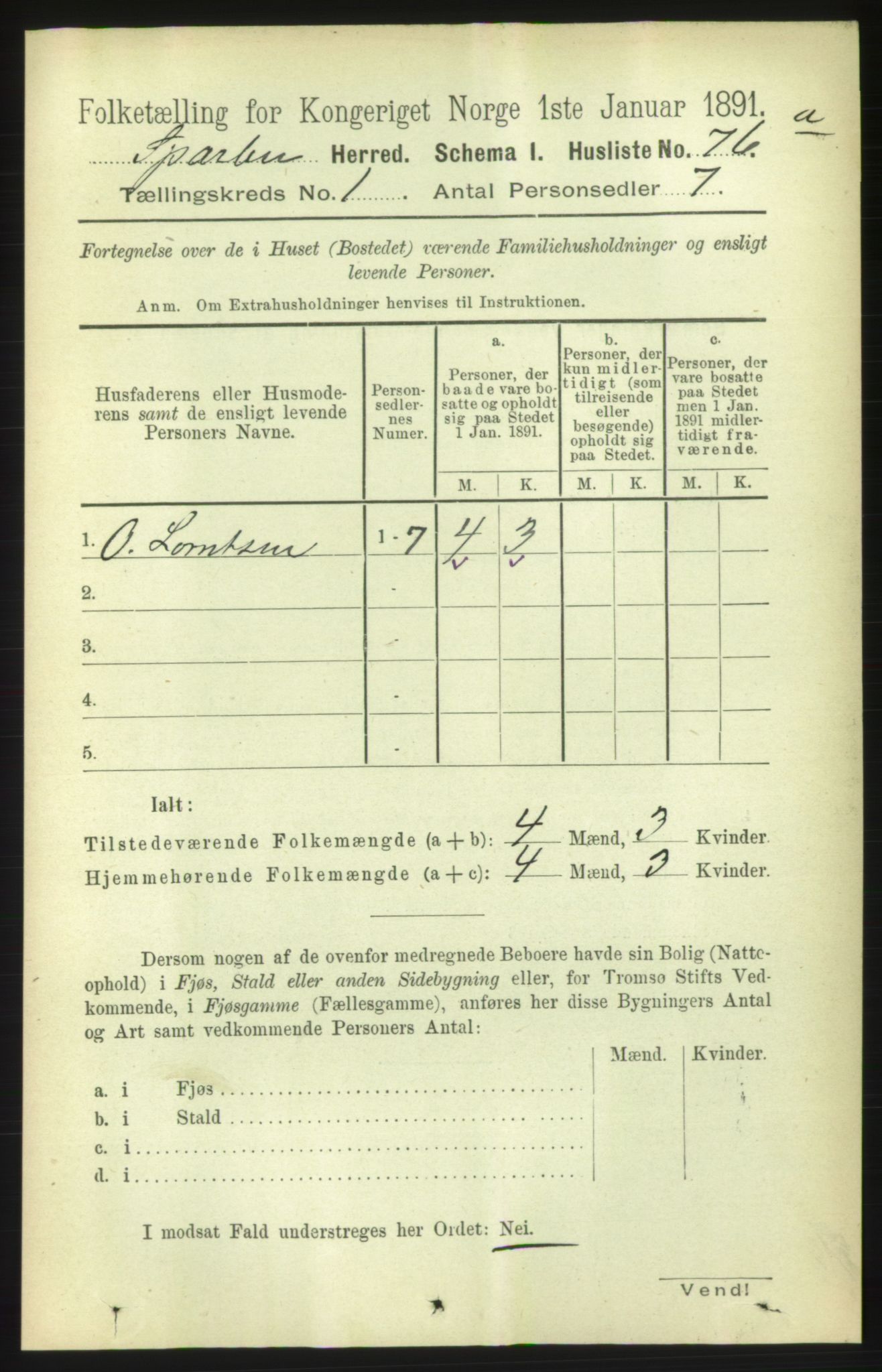 RA, 1891 census for 1731 Sparbu, 1891, p. 101
