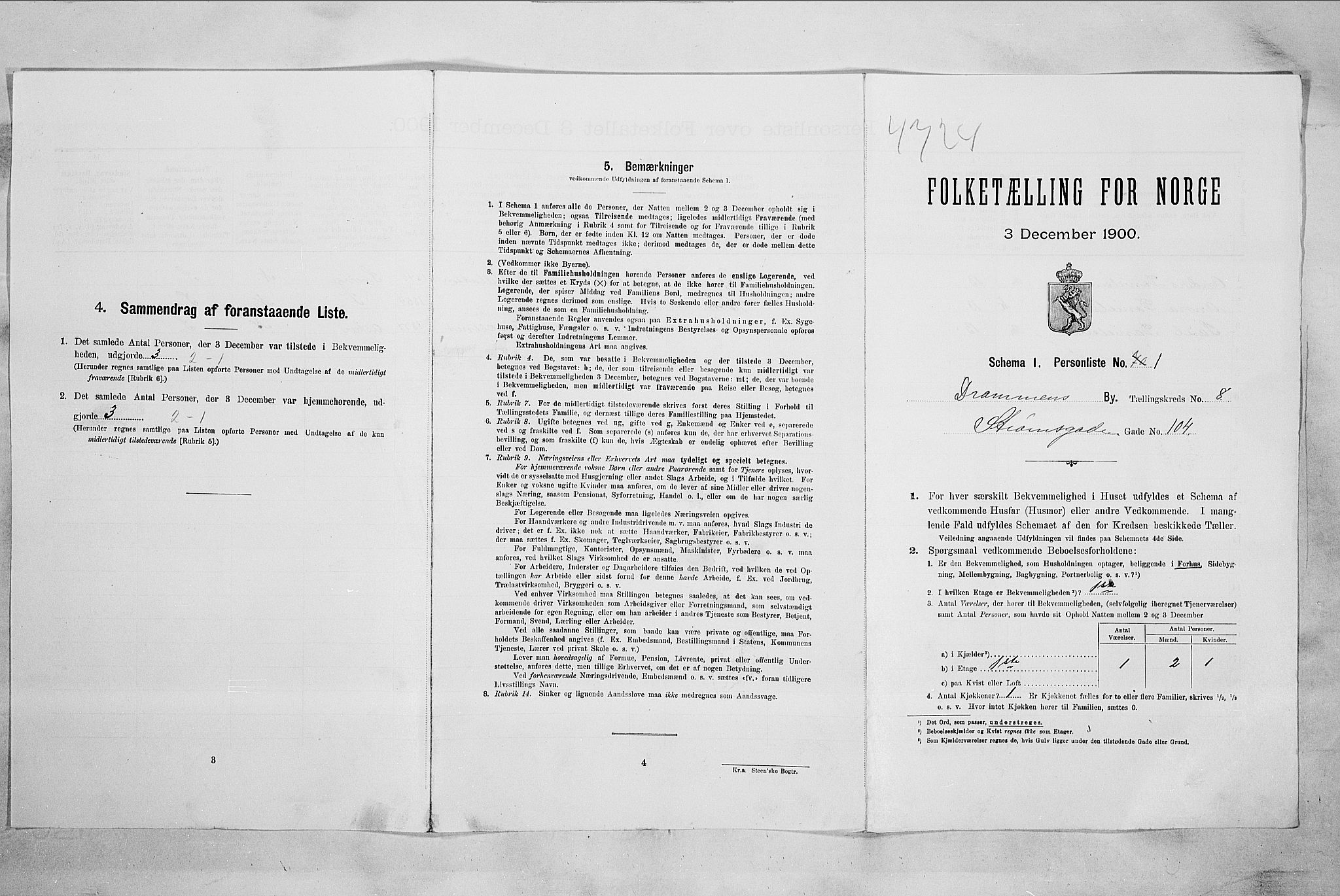 RA, 1900 census for Drammen, 1900, p. 1610