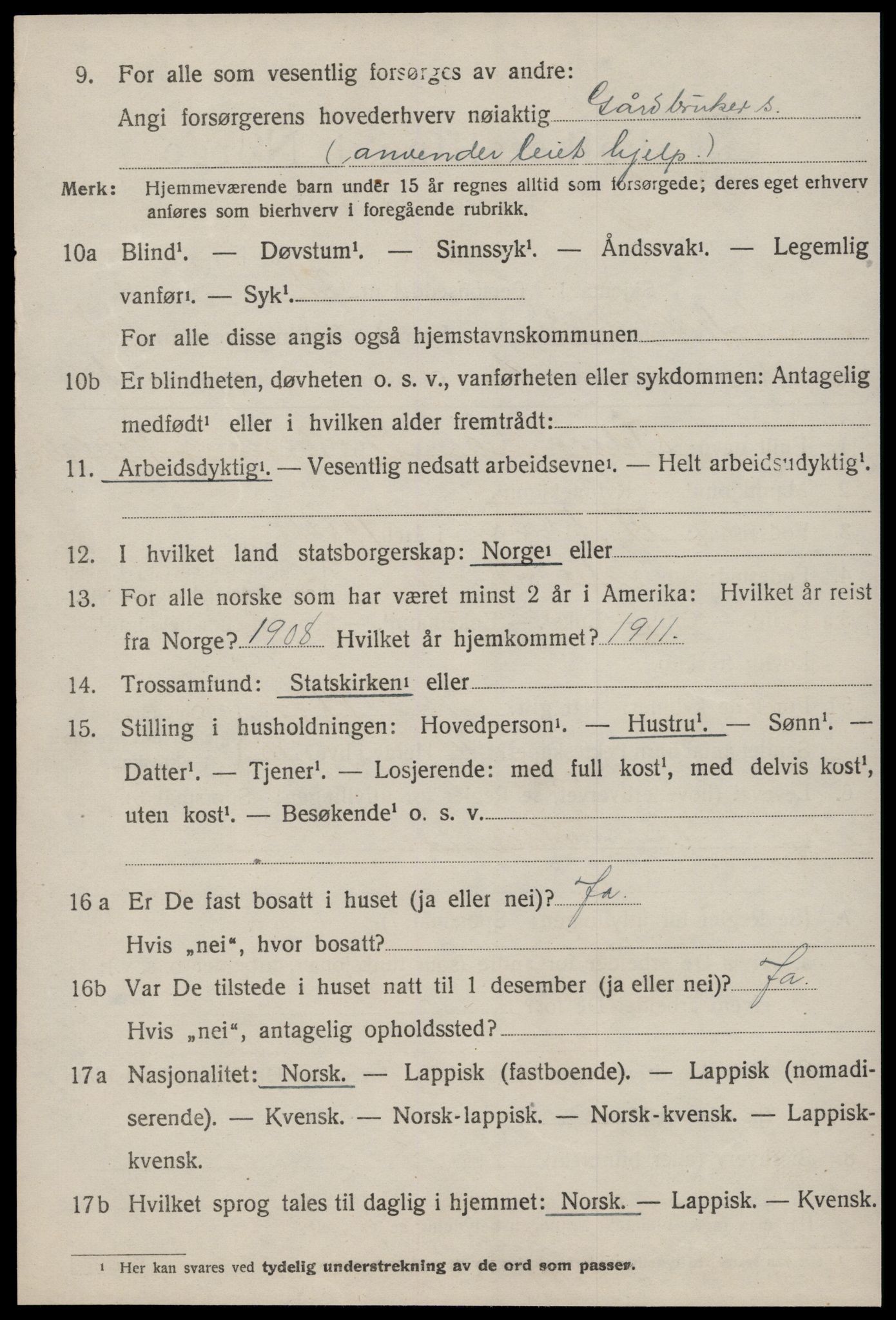 SAT, 1920 census for Nes (ST), 1920, p. 2884