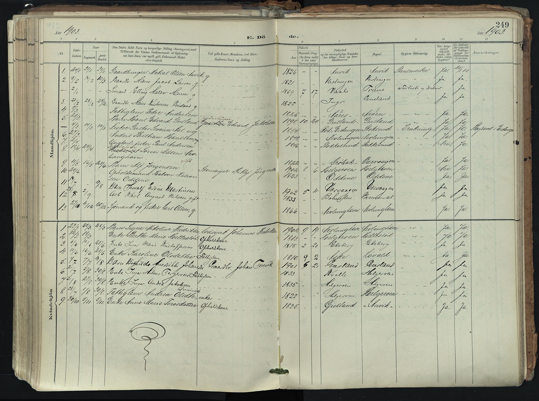 Brunlanes kirkebøker, SAKO/A-342/F/Fb/L0003: Parish register (official) no. II 3, 1900-1922, p. 249
