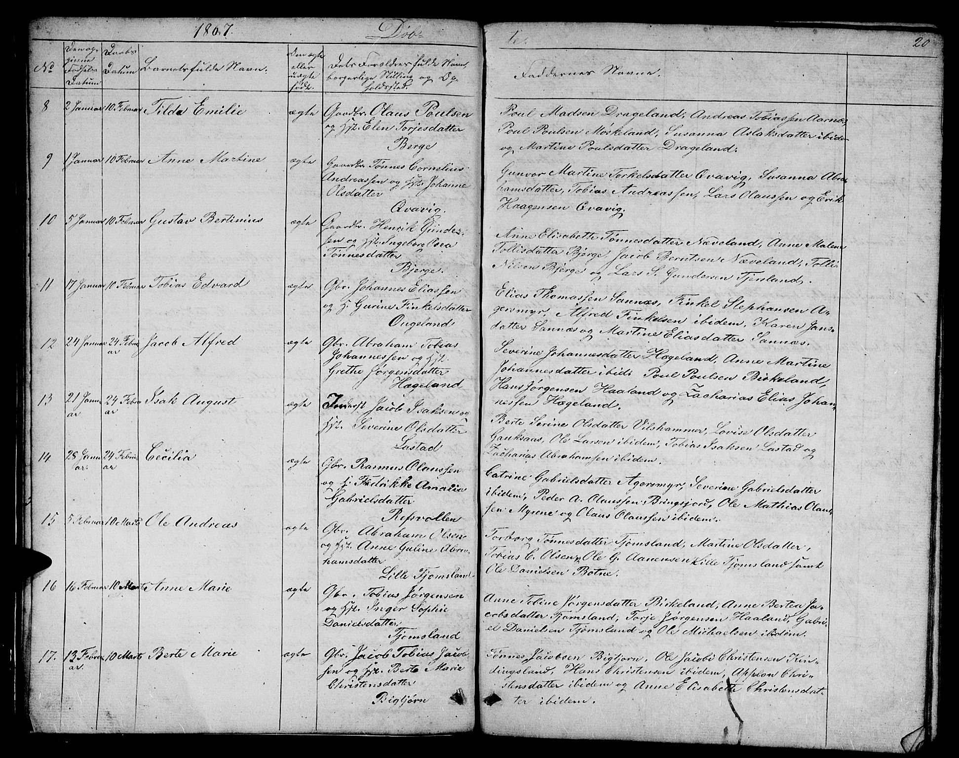 Lyngdal sokneprestkontor, SAK/1111-0029/F/Fb/Fbc/L0003: Parish register (copy) no. B 3, 1865-1878, p. 20