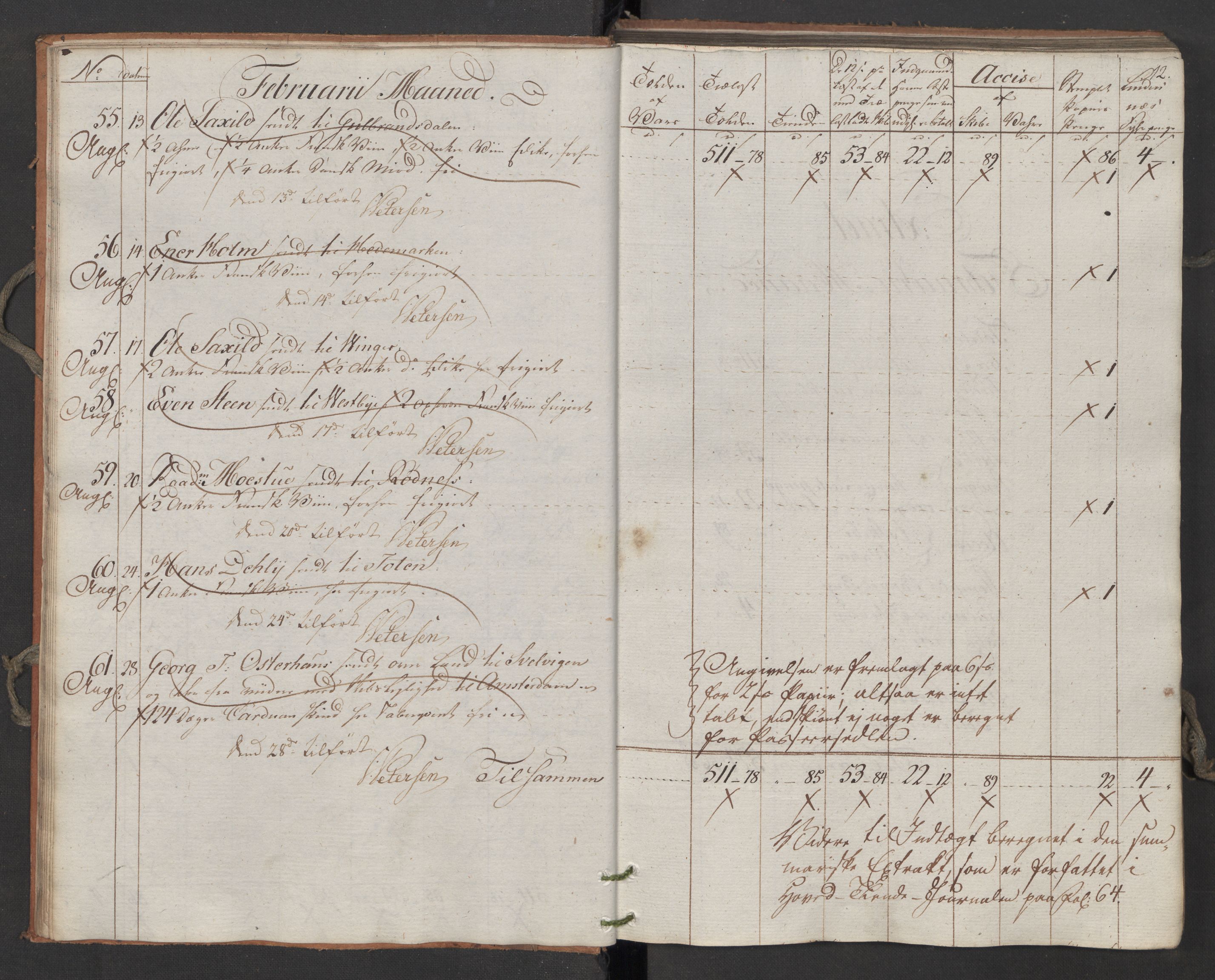 Generaltollkammeret, tollregnskaper, AV/RA-EA-5490/R06/L0196/0001: Tollregnskaper Kristiania / Utgående tollbok, 1794, p. 11b-12a