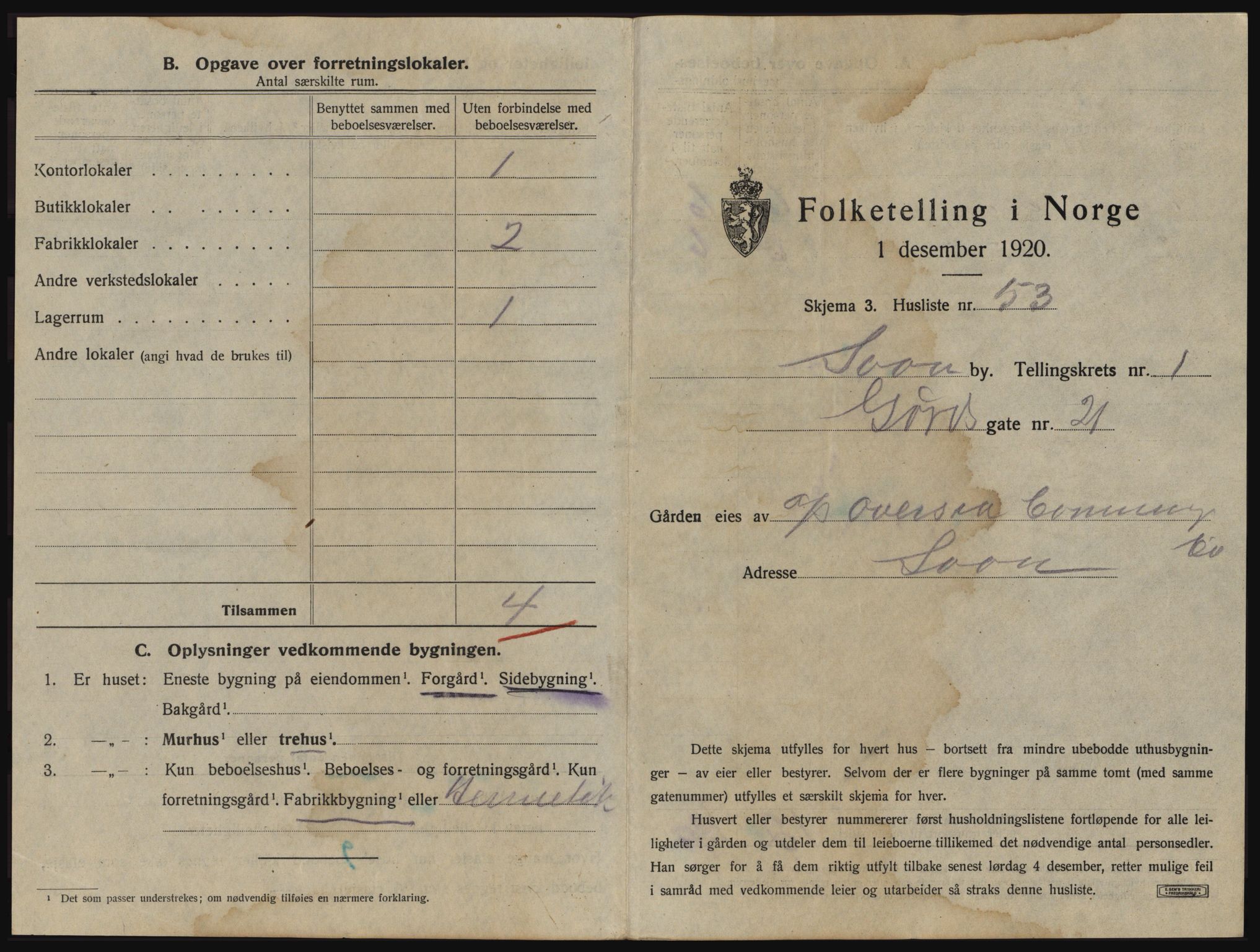 SAO, 1920 census for Son, 1920, p. 118