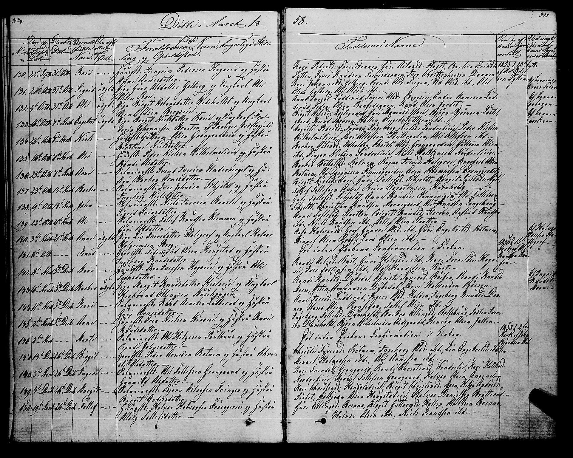 Gol kirkebøker, SAKO/A-226/F/Fa/L0002: Parish register (official) no. I 2, 1837-1863, p. 334-335
