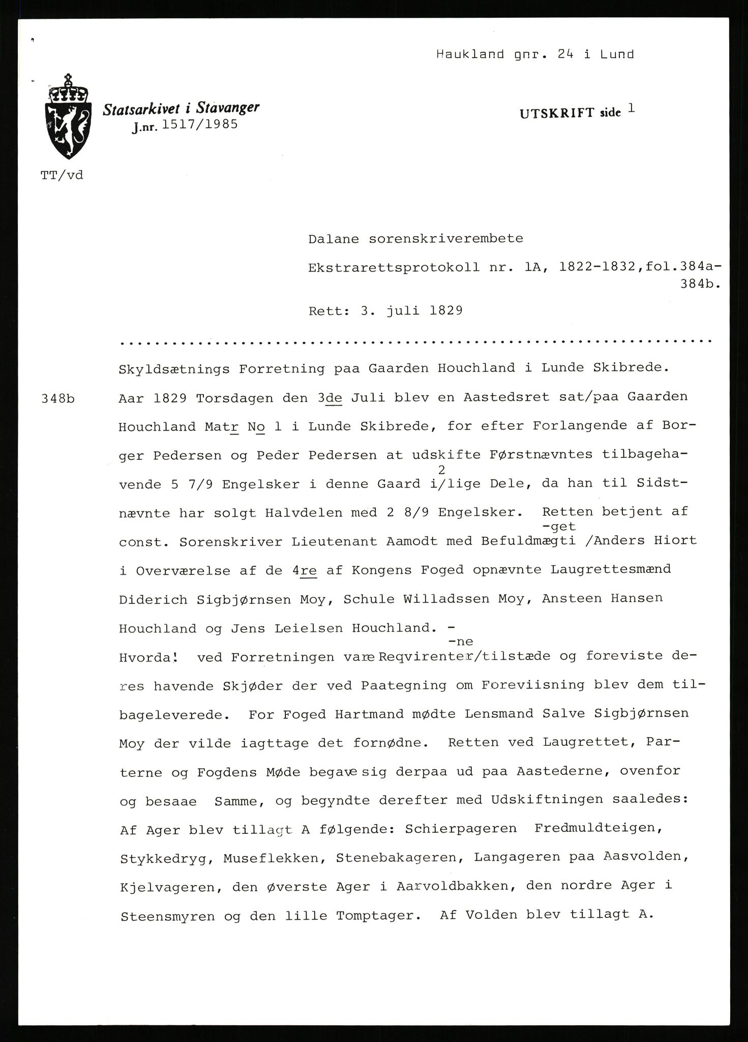 Statsarkivet i Stavanger, AV/SAST-A-101971/03/Y/Yj/L0032: Avskrifter sortert etter gårdsnavn: Hauge øvre - Hausken, 1750-1930, p. 366