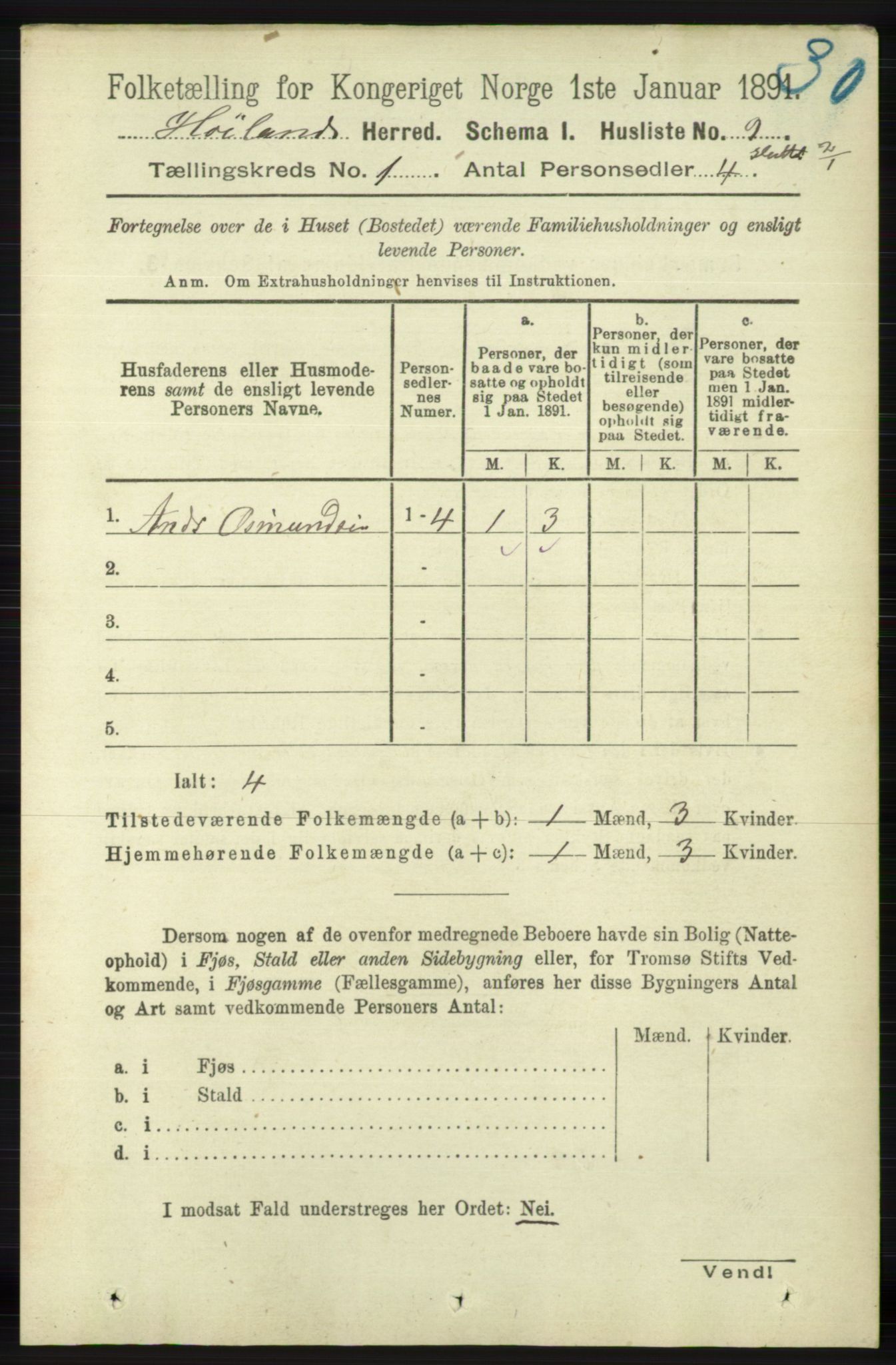 RA, 1891 census for 1123 Høyland, 1891, p. 36