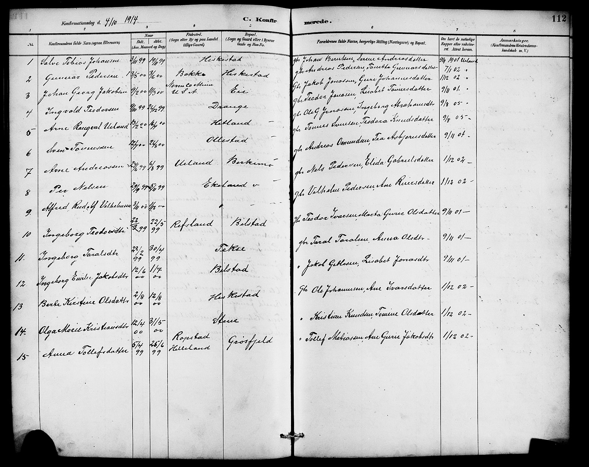 Lund sokneprestkontor, AV/SAST-A-101809/S07/L0007: Parish register (copy) no. B 7, 1890-1925, p. 112